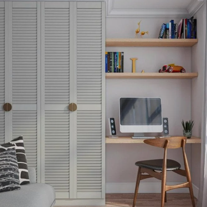 28mm Silk Grey Painted Open Louvre Door - Image 2