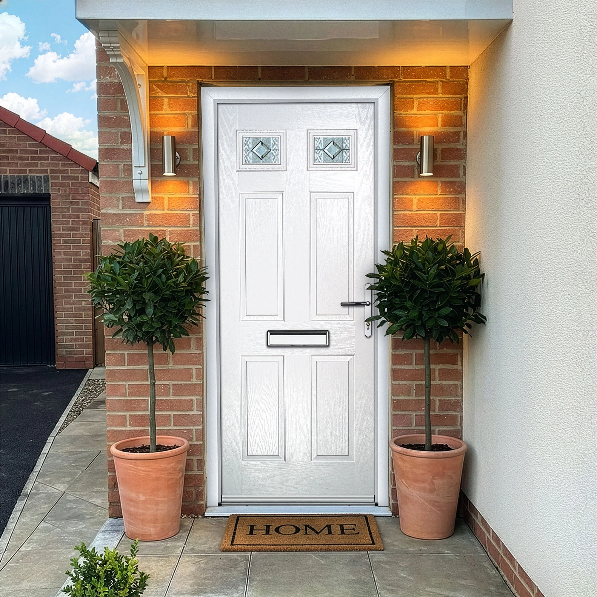 Abdale White Pre-Hung Venice Glass Composite Front Door Set - Image 4