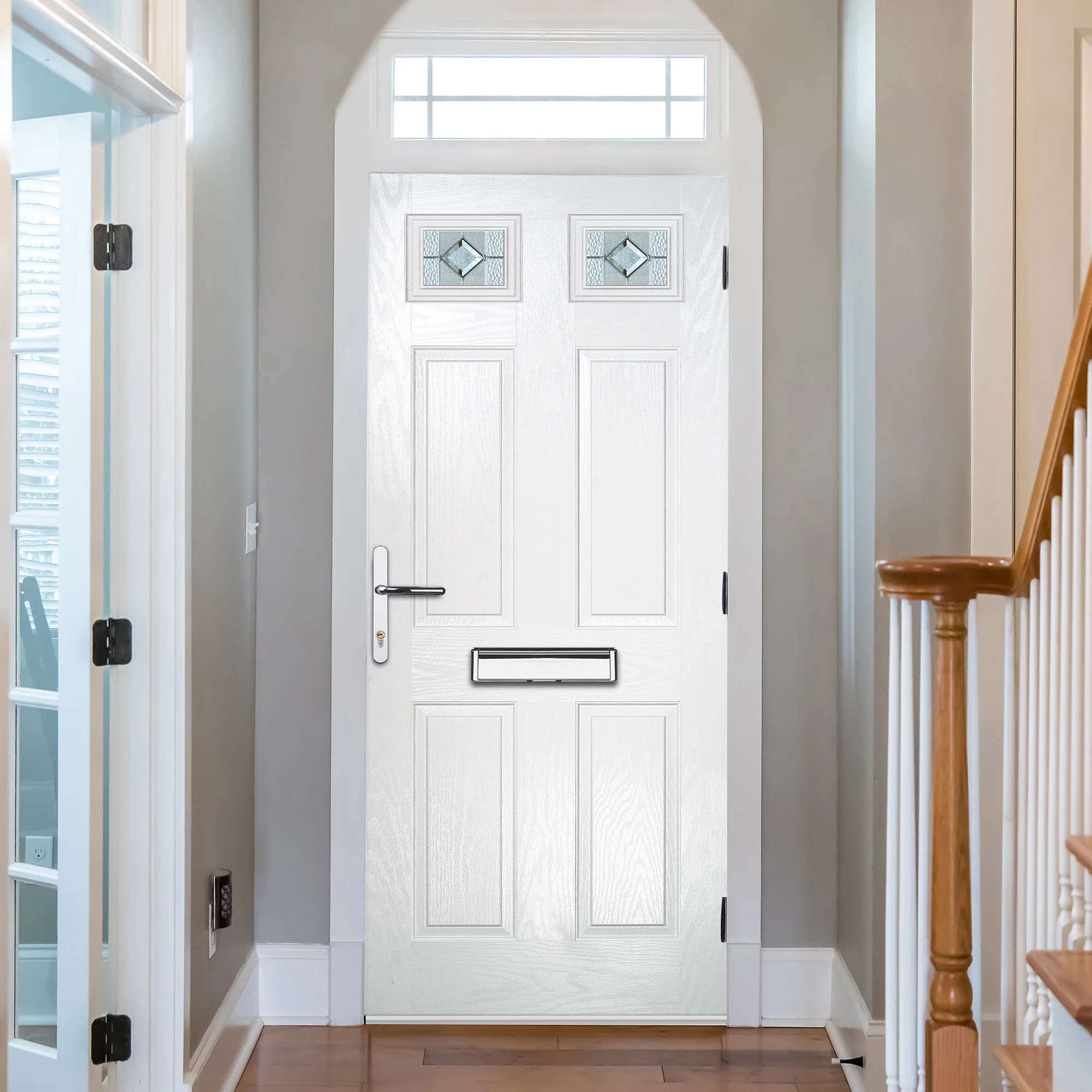 Abdale White Pre-Hung Venice Glass Composite Front Door Set - Image 7