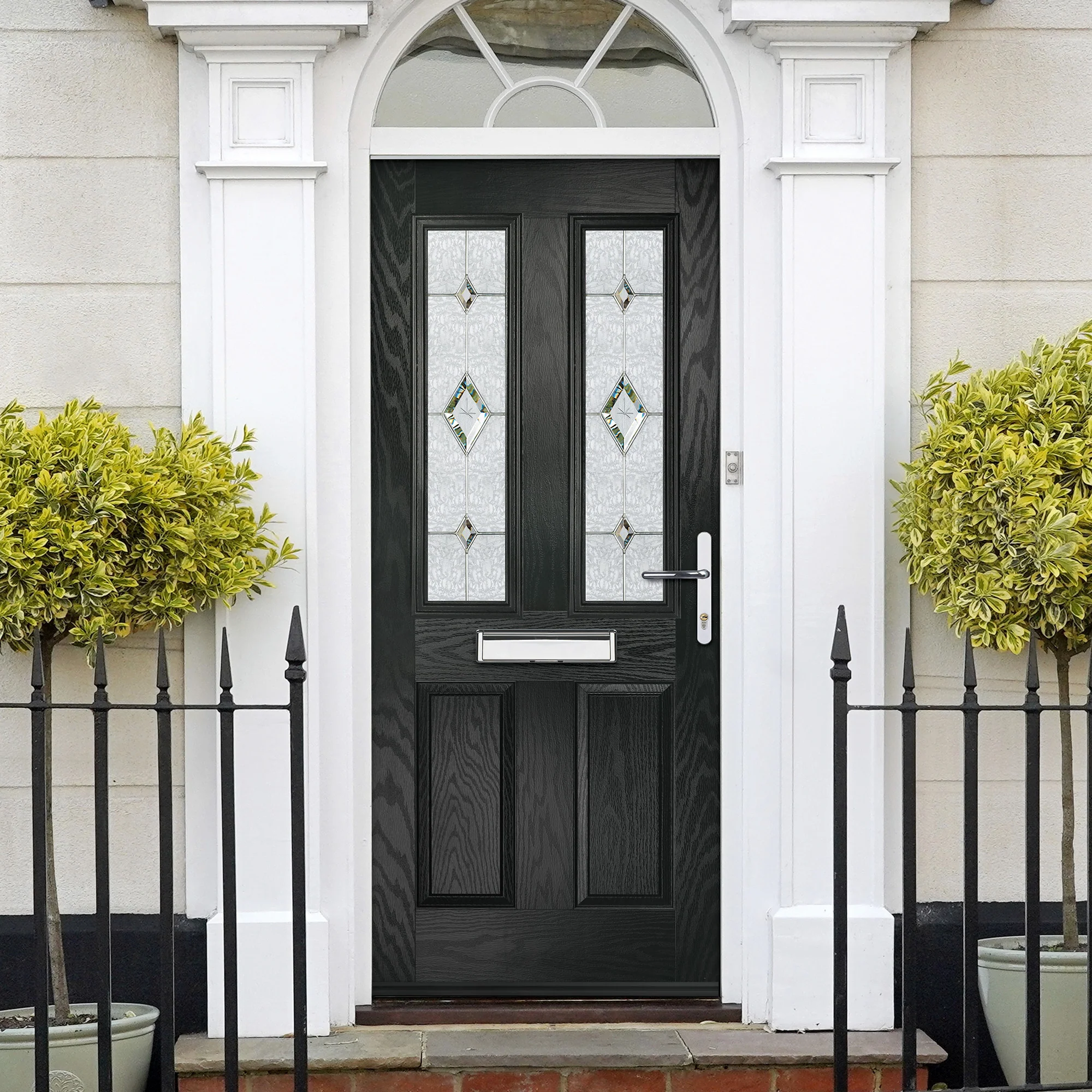 Charlwood Black Pre-Hung Tivoli Glass Composite Front Door Set - Image 4