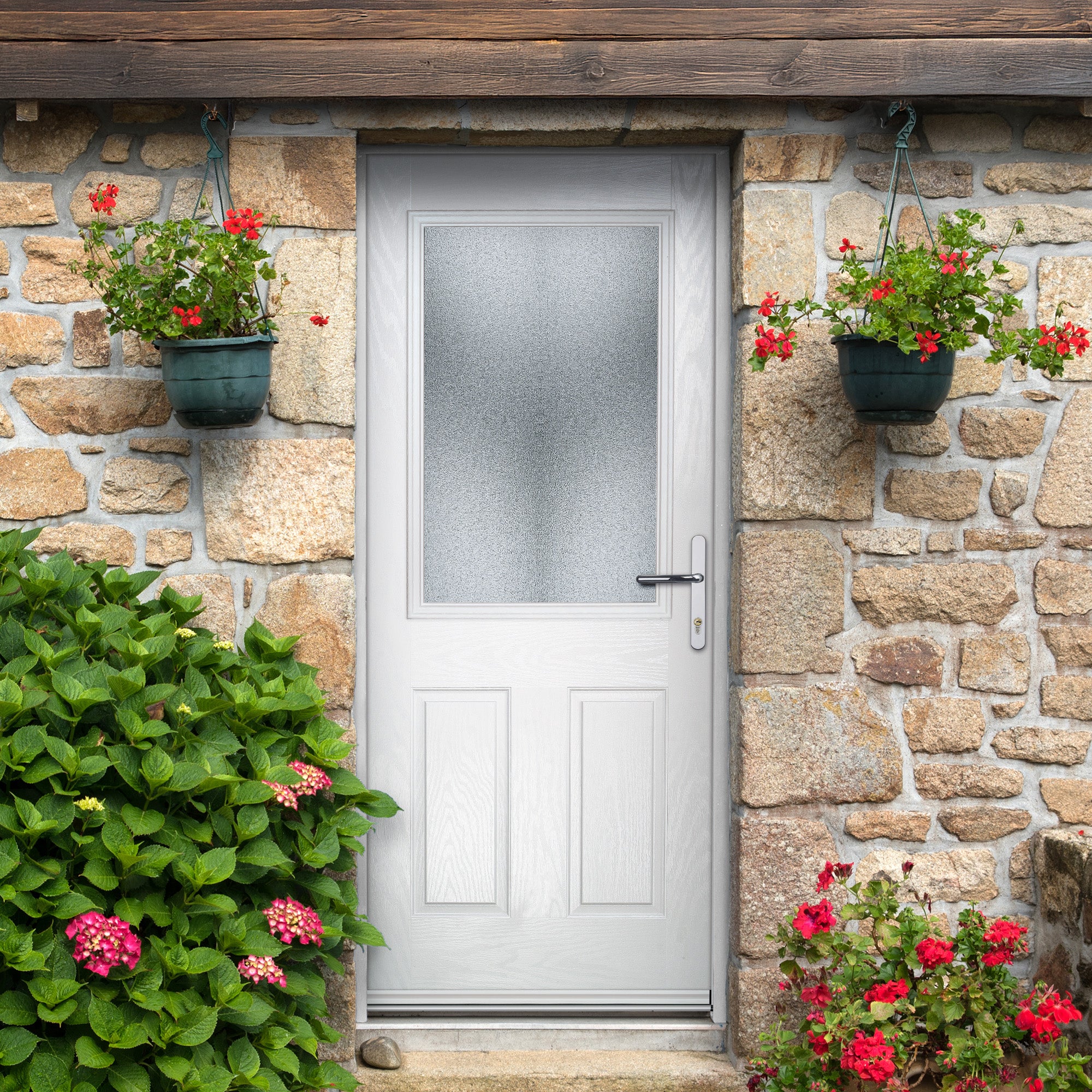 Eaton White Pre-Hung Obscure Glass Composite Front Door Set - Image 4