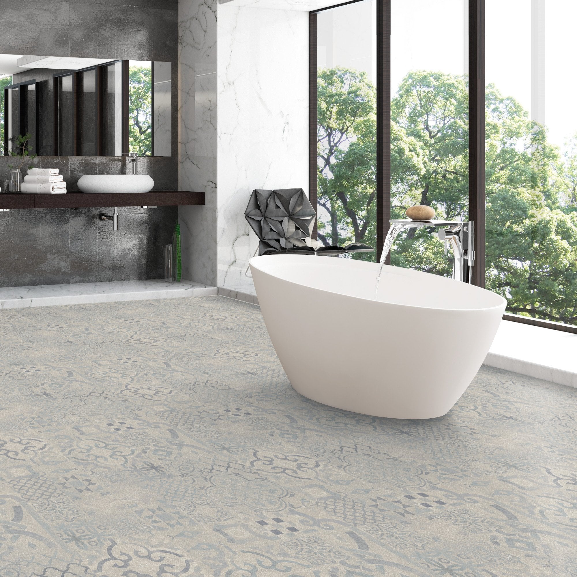 Blue Tile - Retro Water-resistant 8mm Laminate Flooring (122536) - Image 3