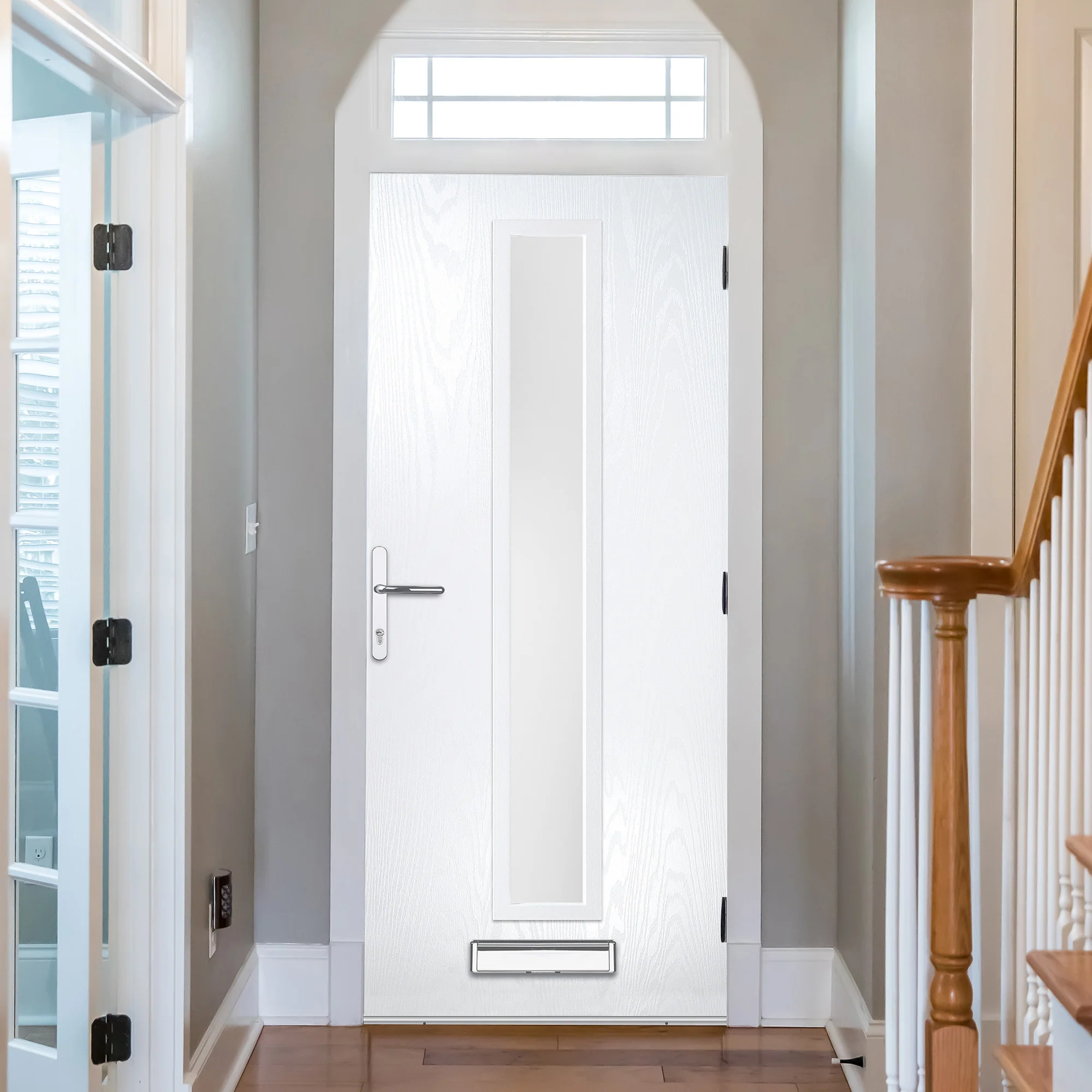 Fryton Anthracite Pre-Hung Satin Obscure Glass Composite Front Door Set - Image 7
