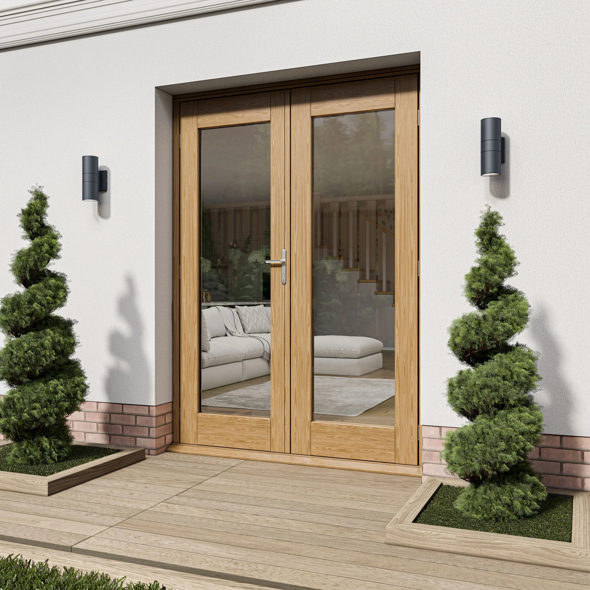Fully Finished Oak External French Patio Door Set (OAKPATIO+HW) - Image 3