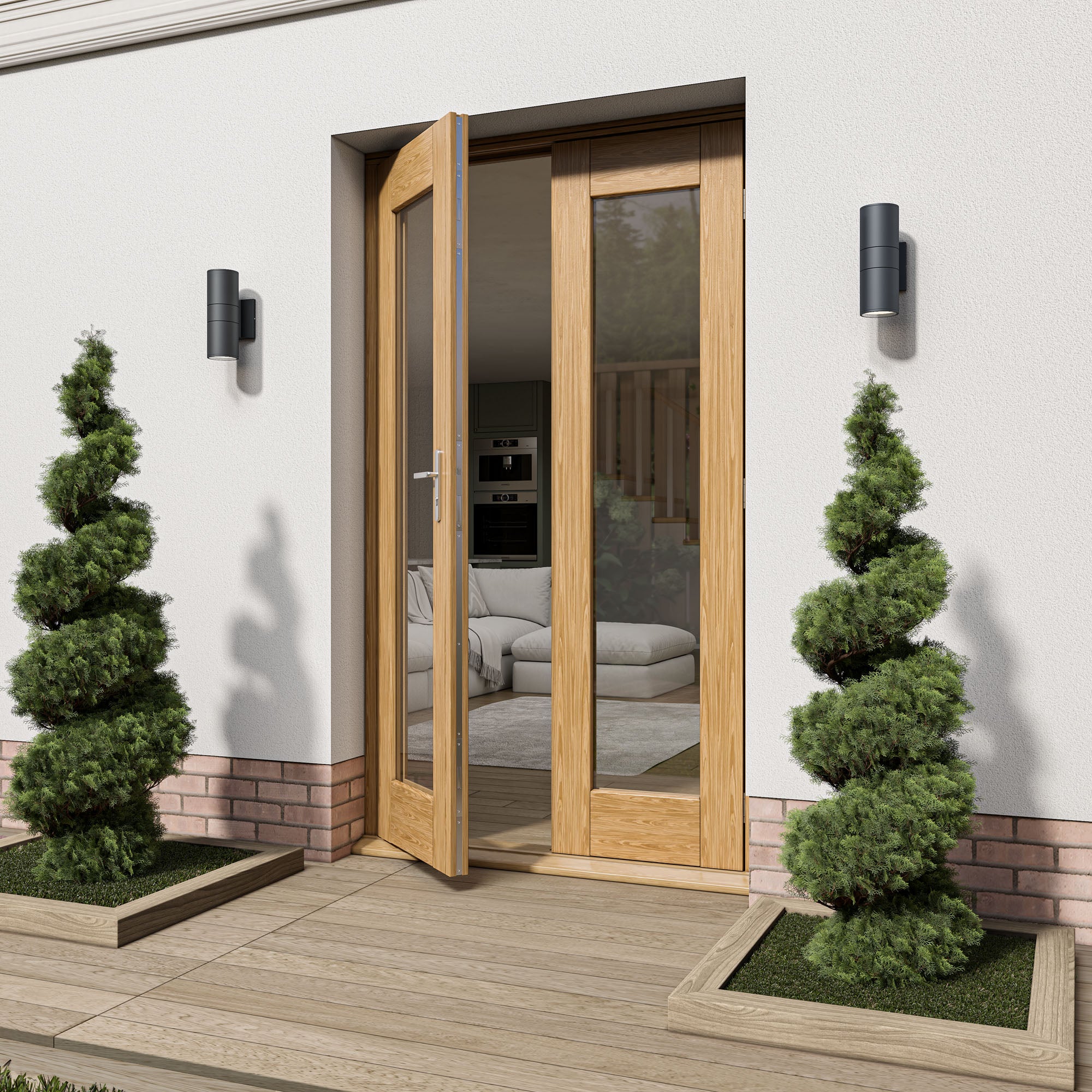 Fully Finished Oak External French Patio Door Set (OAKPATIO+HW) - Image 4
