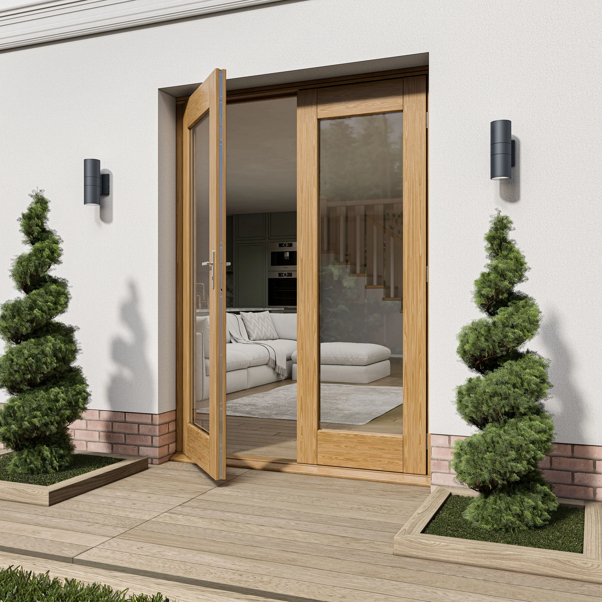 Fully Finished Oak External French Patio Door Set (OAKPATIO+HW) - Image 5