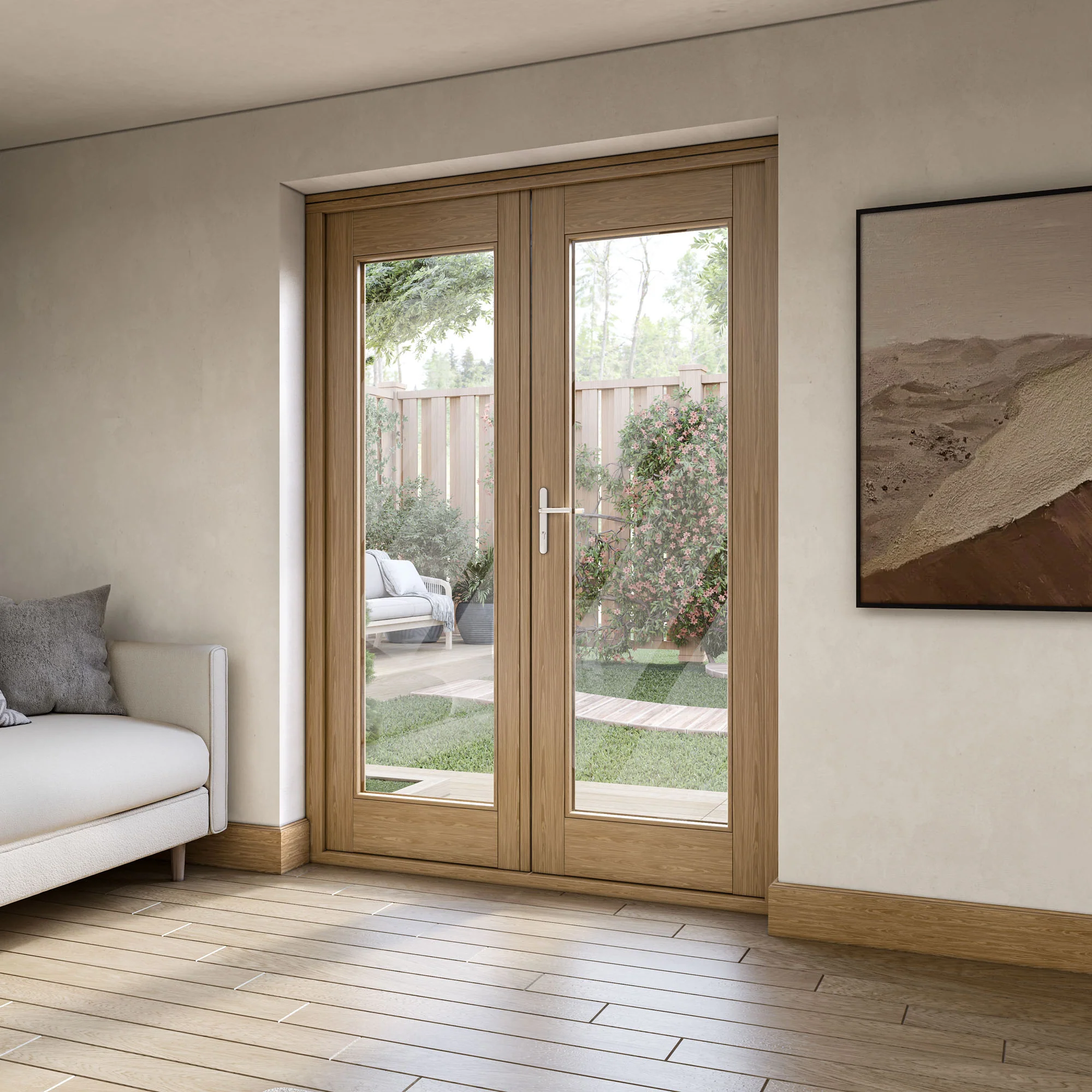 Fully Finished Oak External French Patio Door Set (OAKPATIO+HW) - Image 7