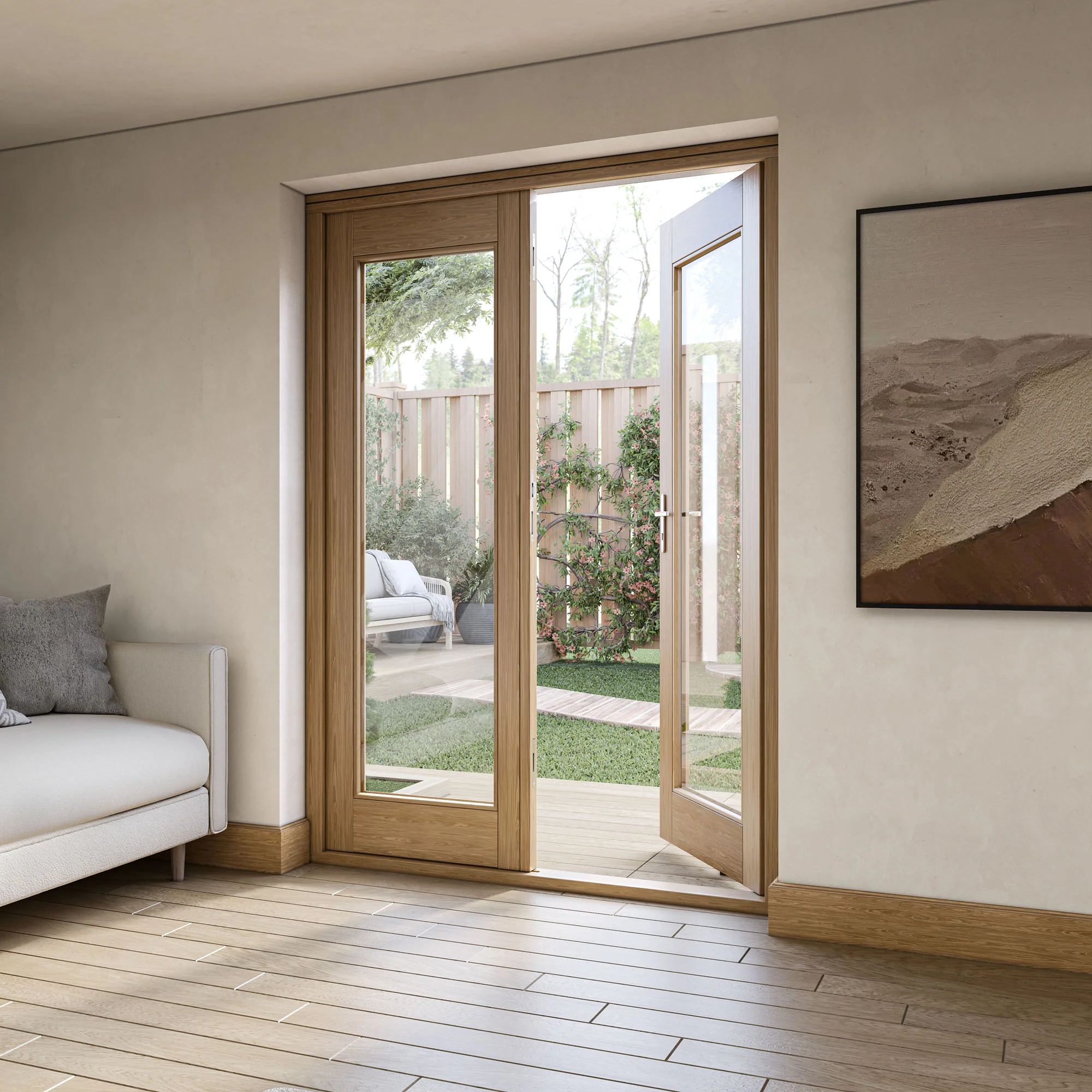Fully Finished Oak External French Patio Door Set (OAKPATIO+HW) - Image 8