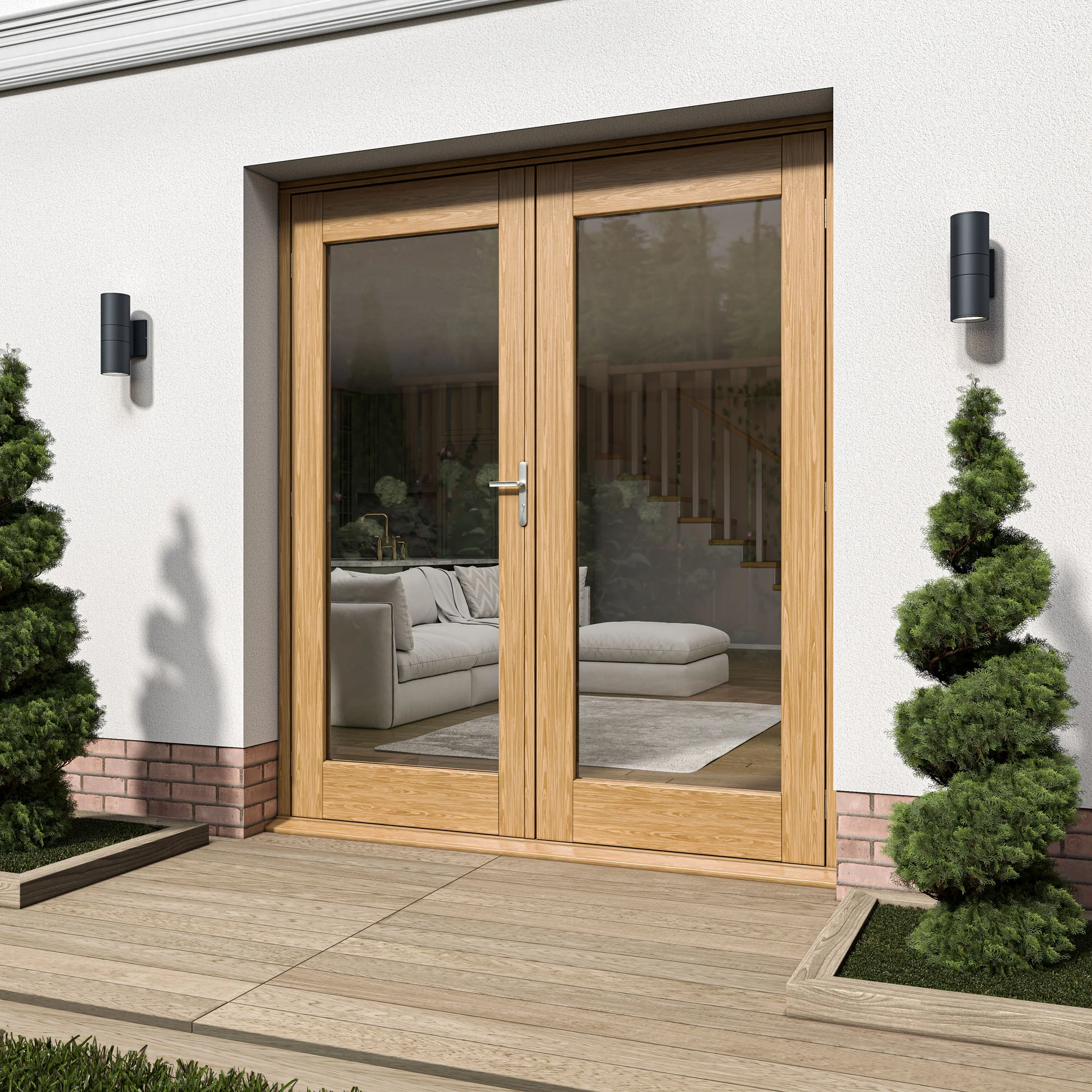 Fully Finished Oak External French Patio Door Set (OAKPATIO+HW) - Image 9
