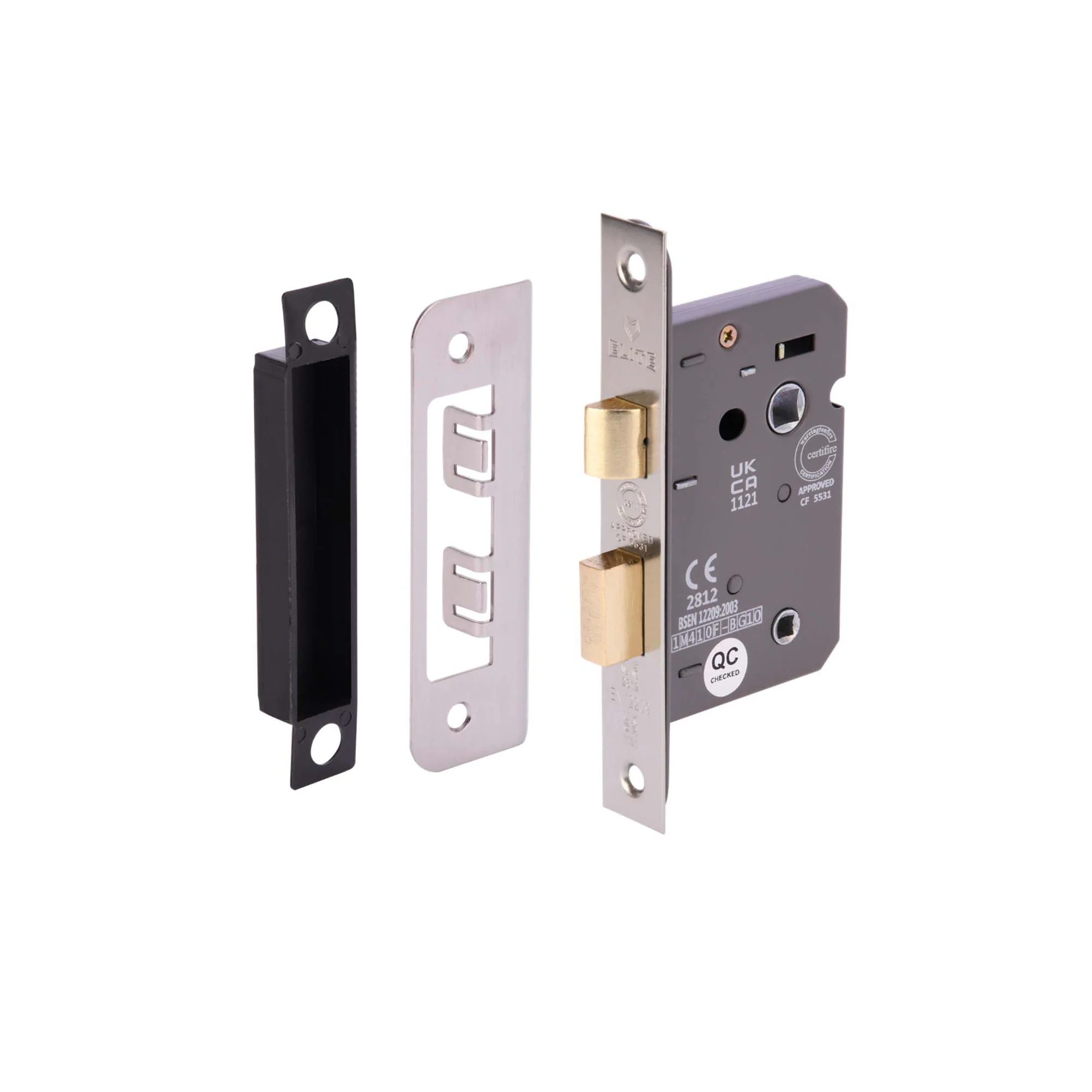 65mm (2.5'') Mortice Bathroom Lock - Satin Stainless Steel (75834)