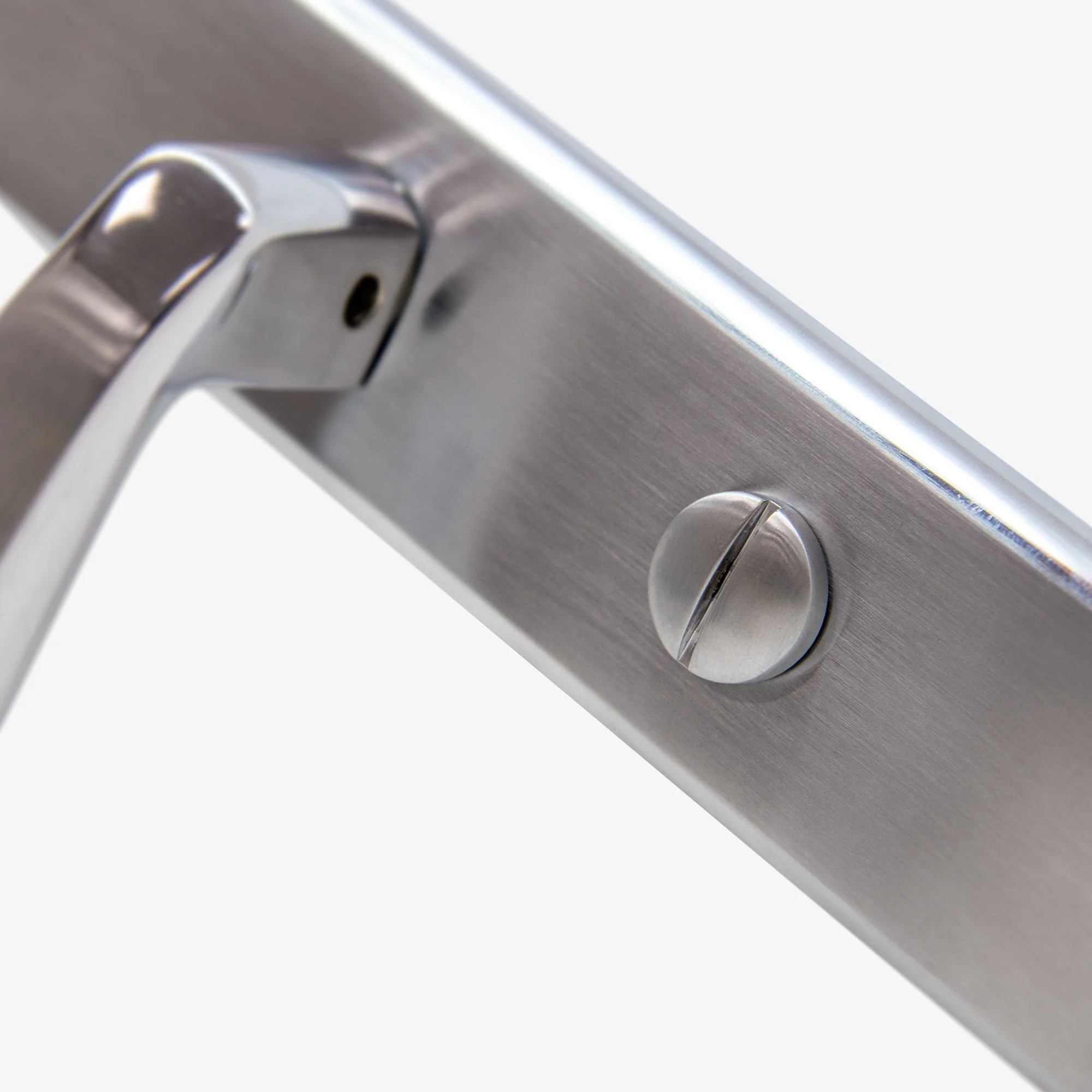 Deco Lever on Backplate Bathroom Door Handle Set - Polished Chrome / Satin Chrome (122280) - Image 3