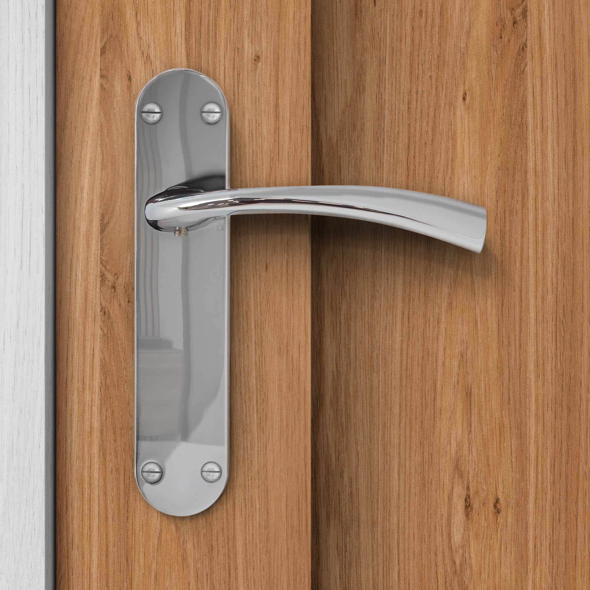 E-Zeta Lever on Backplate Door Handle Set - Polished Chrome (122266) - Image 2