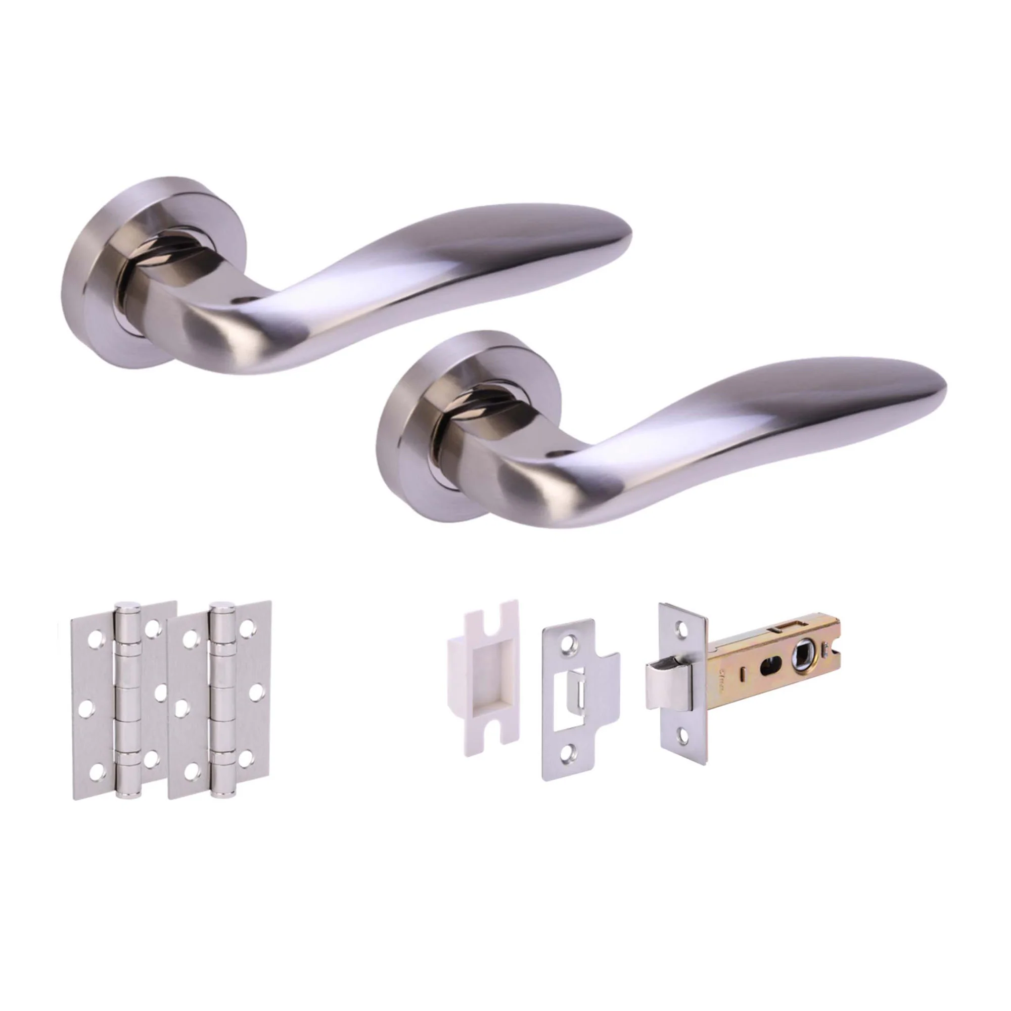 Premium Lancer Lever On Round Rose Handle Set - Two-Tone Nickel (76720)