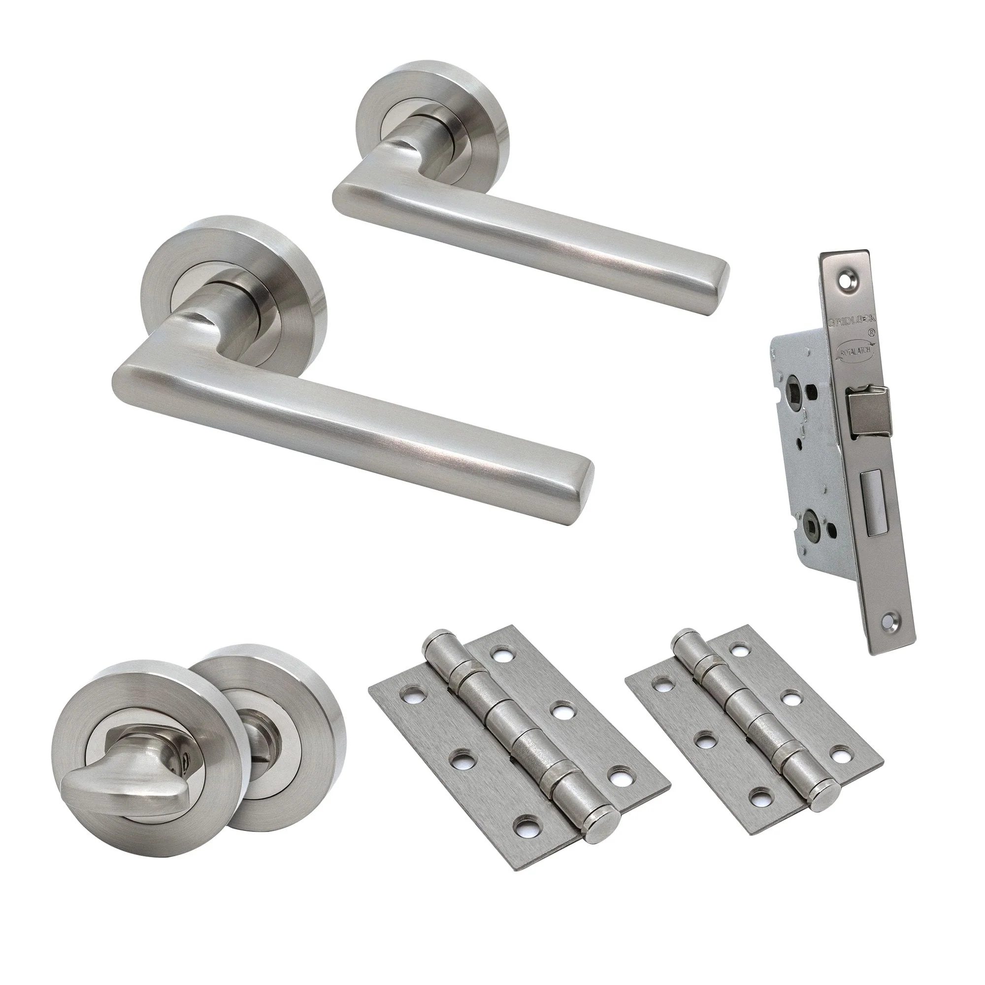 Premium Matiz Lever On Round Rose Bathroom Handle Set - Two-Tone Nickel (76723)