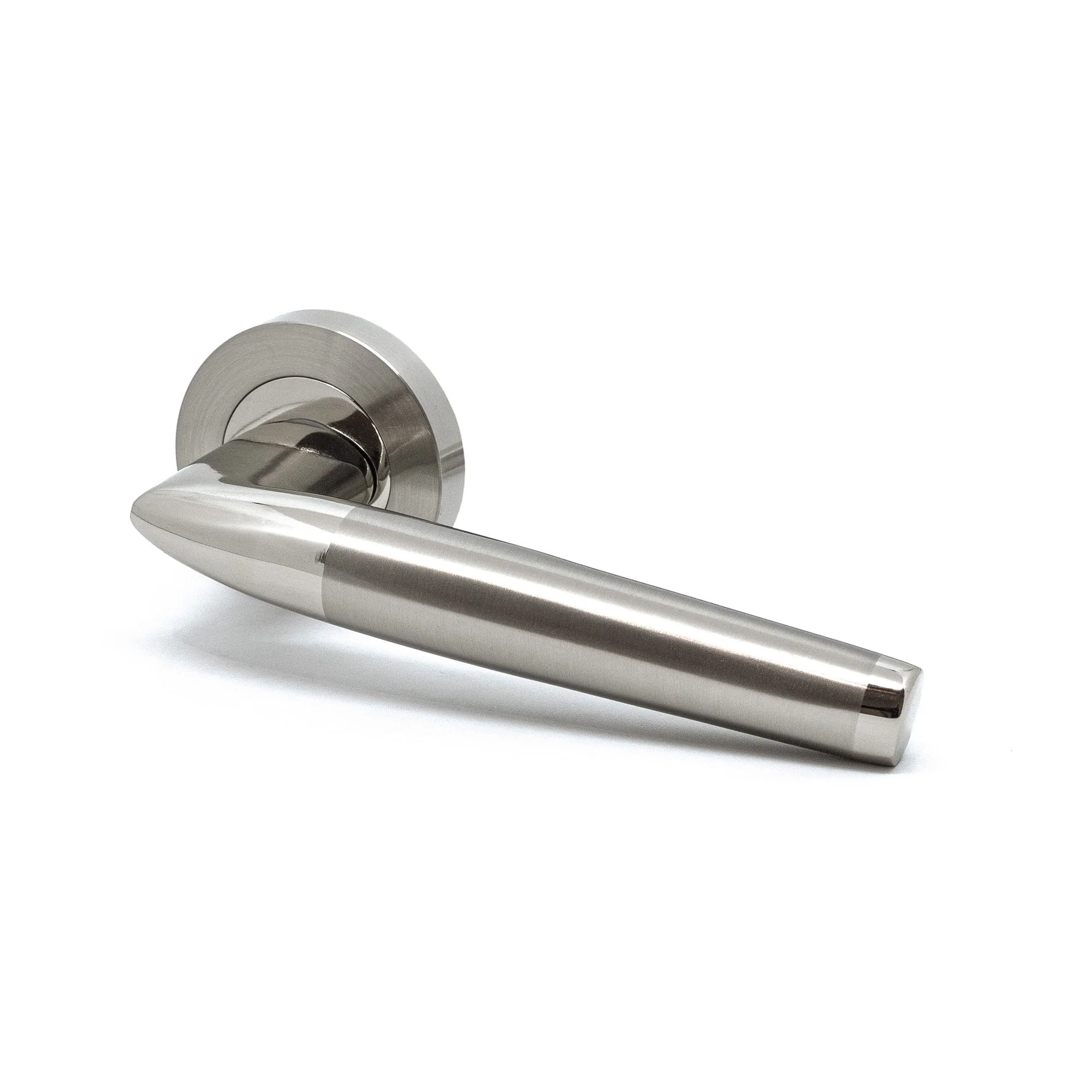 Premium Valiant Lever On Round Rose Handle Set - Two-Tone Satin (76724) - Image 2