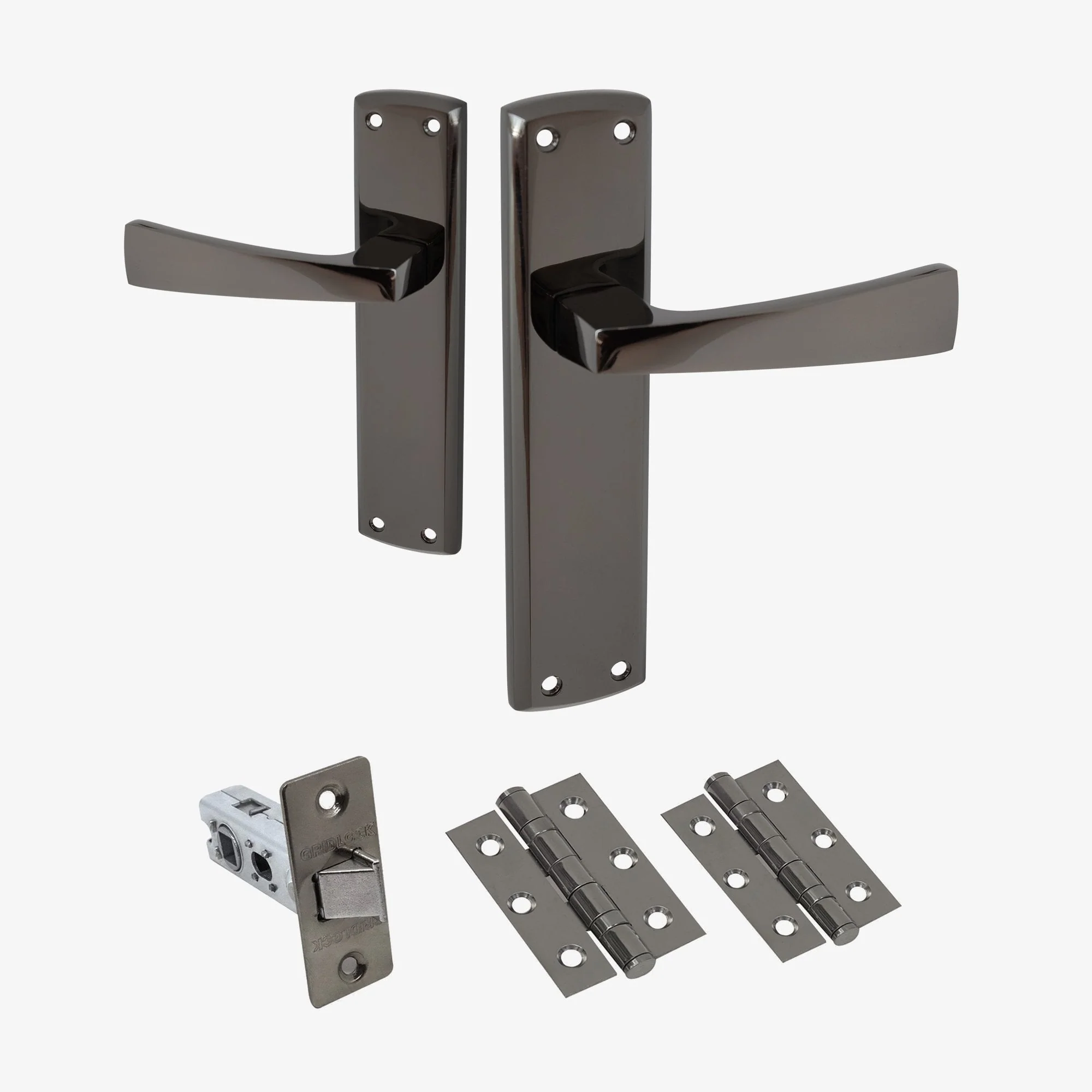 Ritz Lever on Backplate Door Handle Set - Black Nickel (122288)