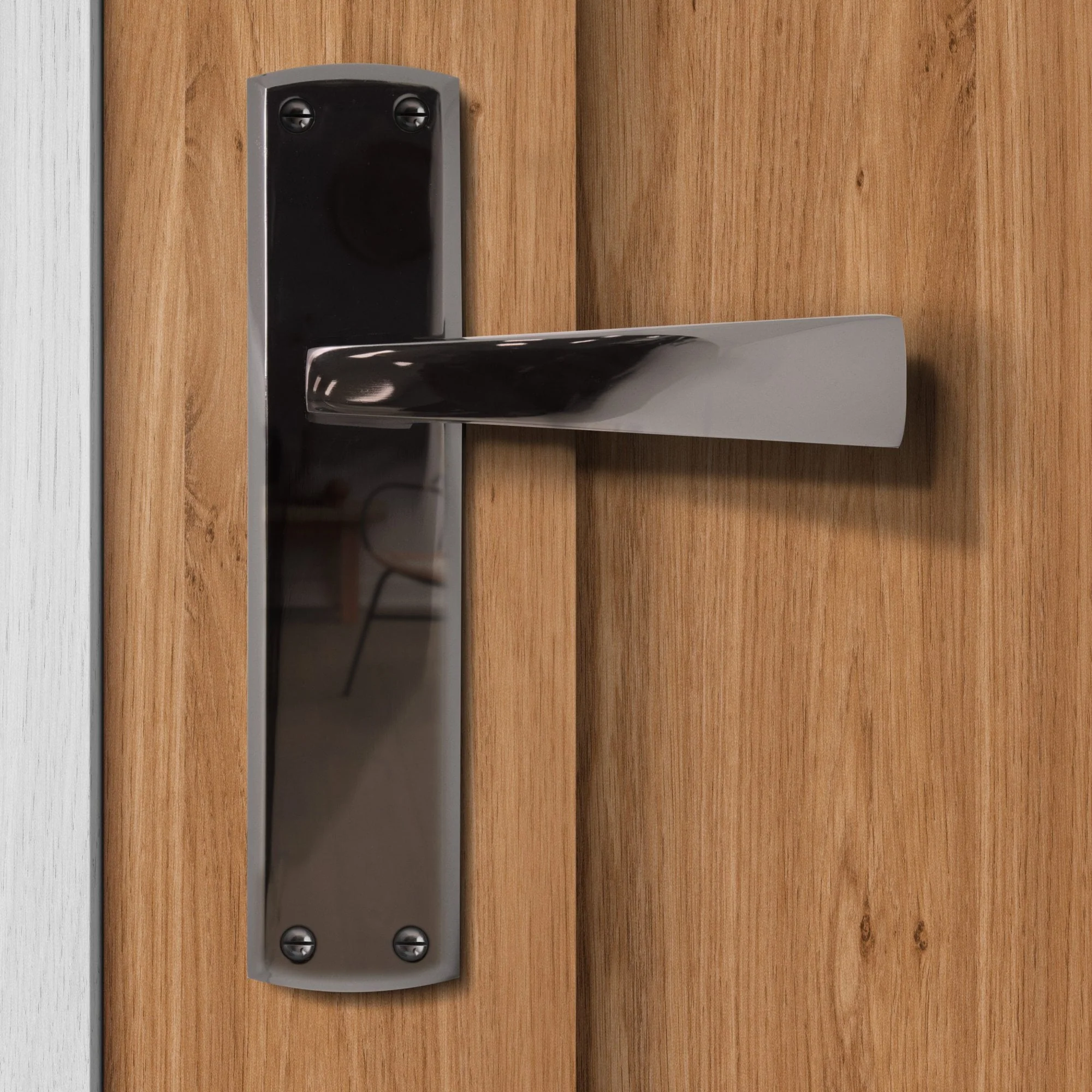 Ritz Lever on Backplate Door Handle Set - Black Nickel (122288) - Image 2