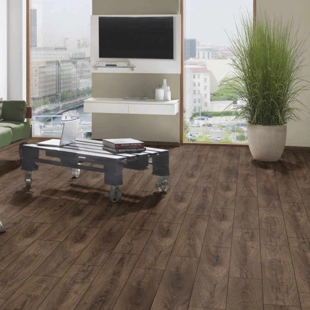Espresso Carpenter Oak - Atlantic 10mm Handscraped Moisture Resistant Laminate Flooring (122474) - Image 5