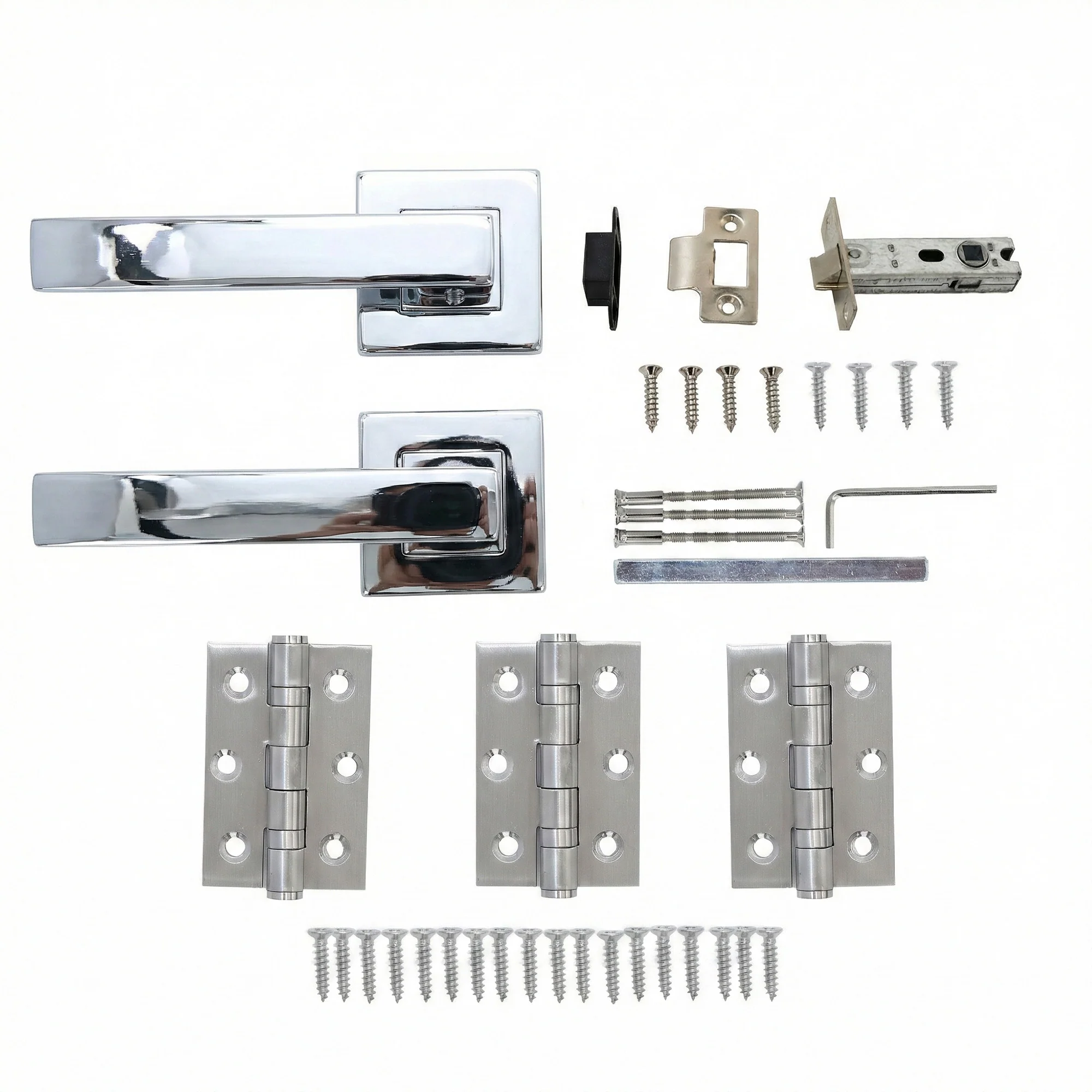 Superior Callisto Lever on Square Rose Handle Set - Polished Stainless Steel (123487) - Image 3