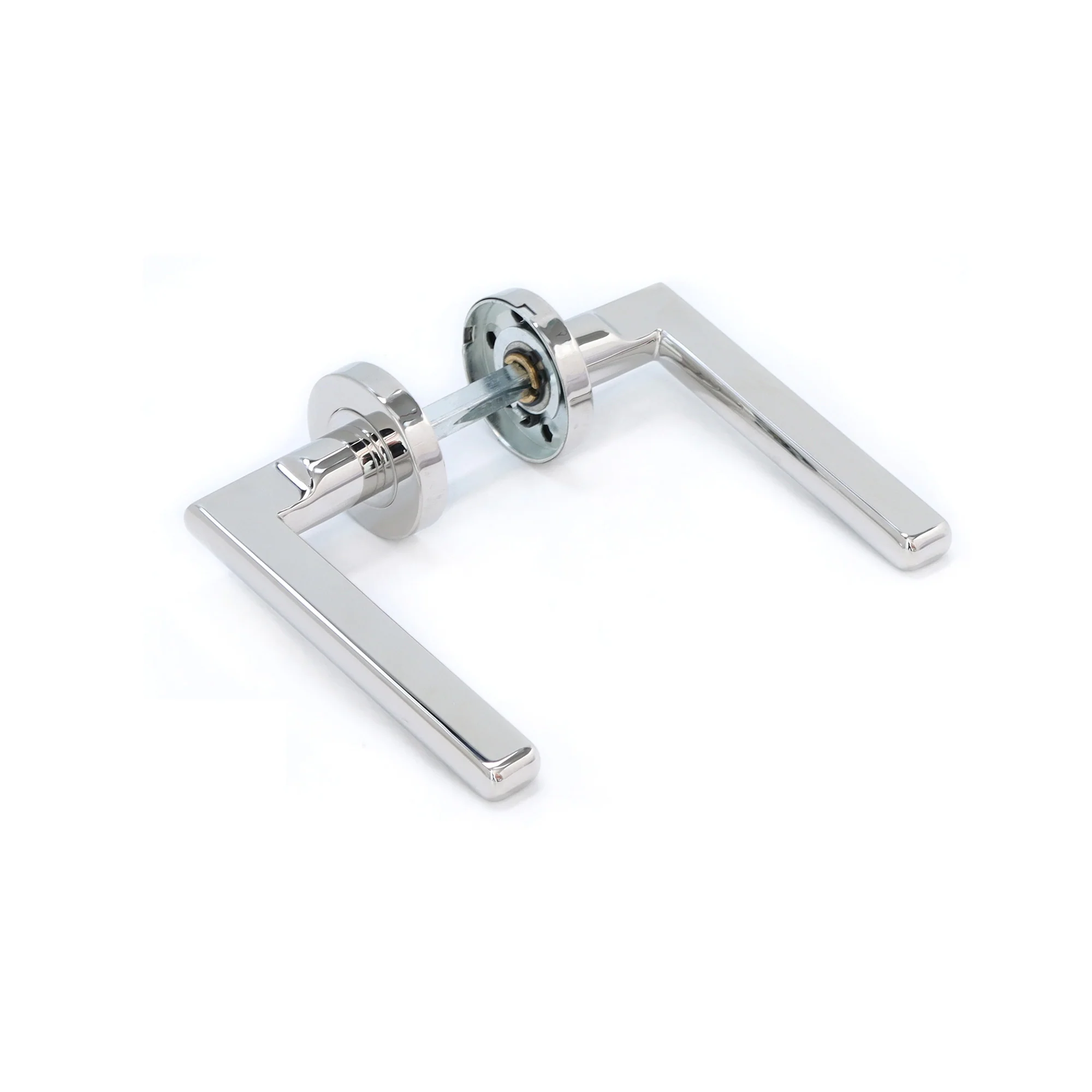 Superior Luna Lever on Round Rose Bathroom Handle Set - Polished Stainless Steel (123501) - Image 3