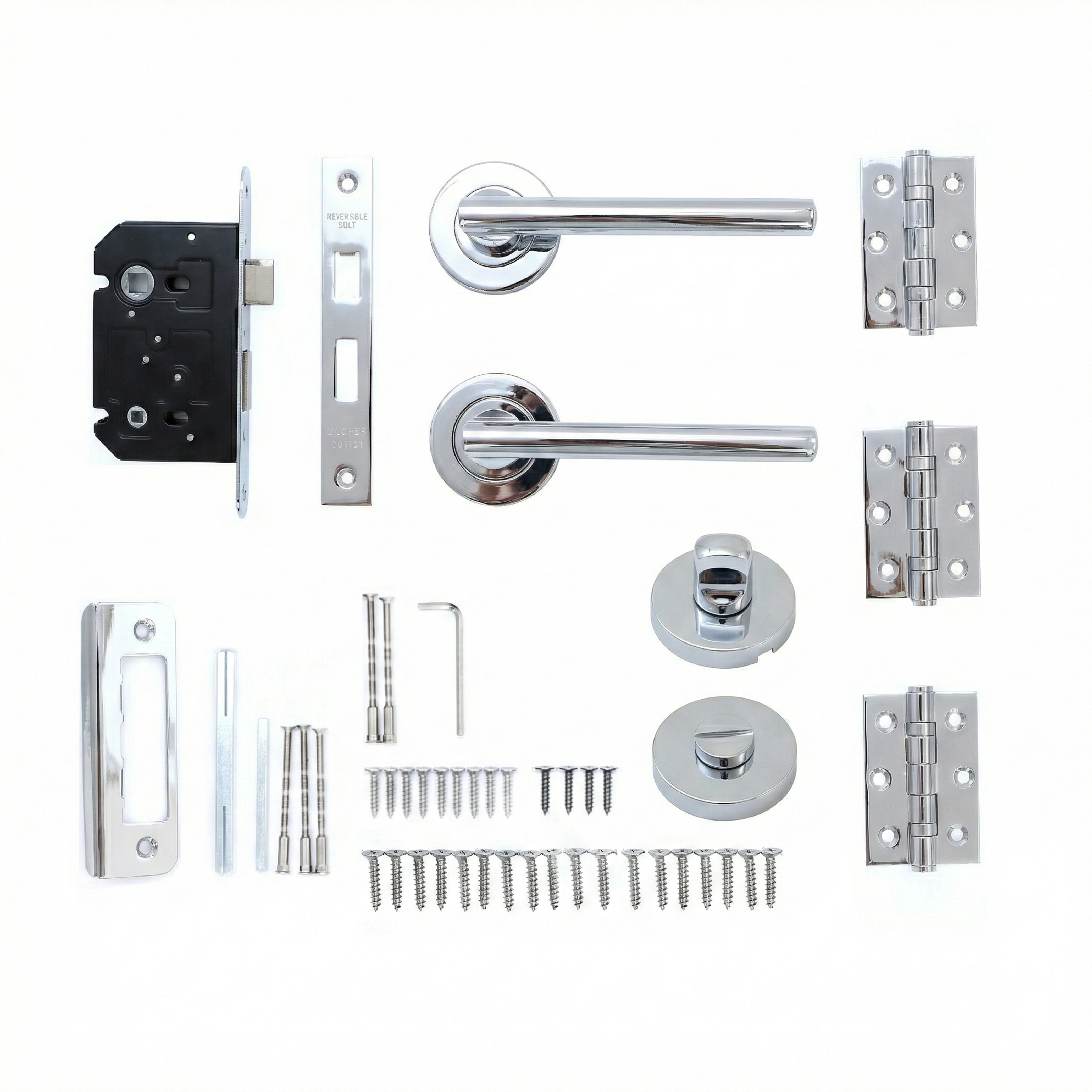 Superior Luna Lever on Round Rose Bathroom Handle Set - Polished Stainless Steel (123501) - Image 7