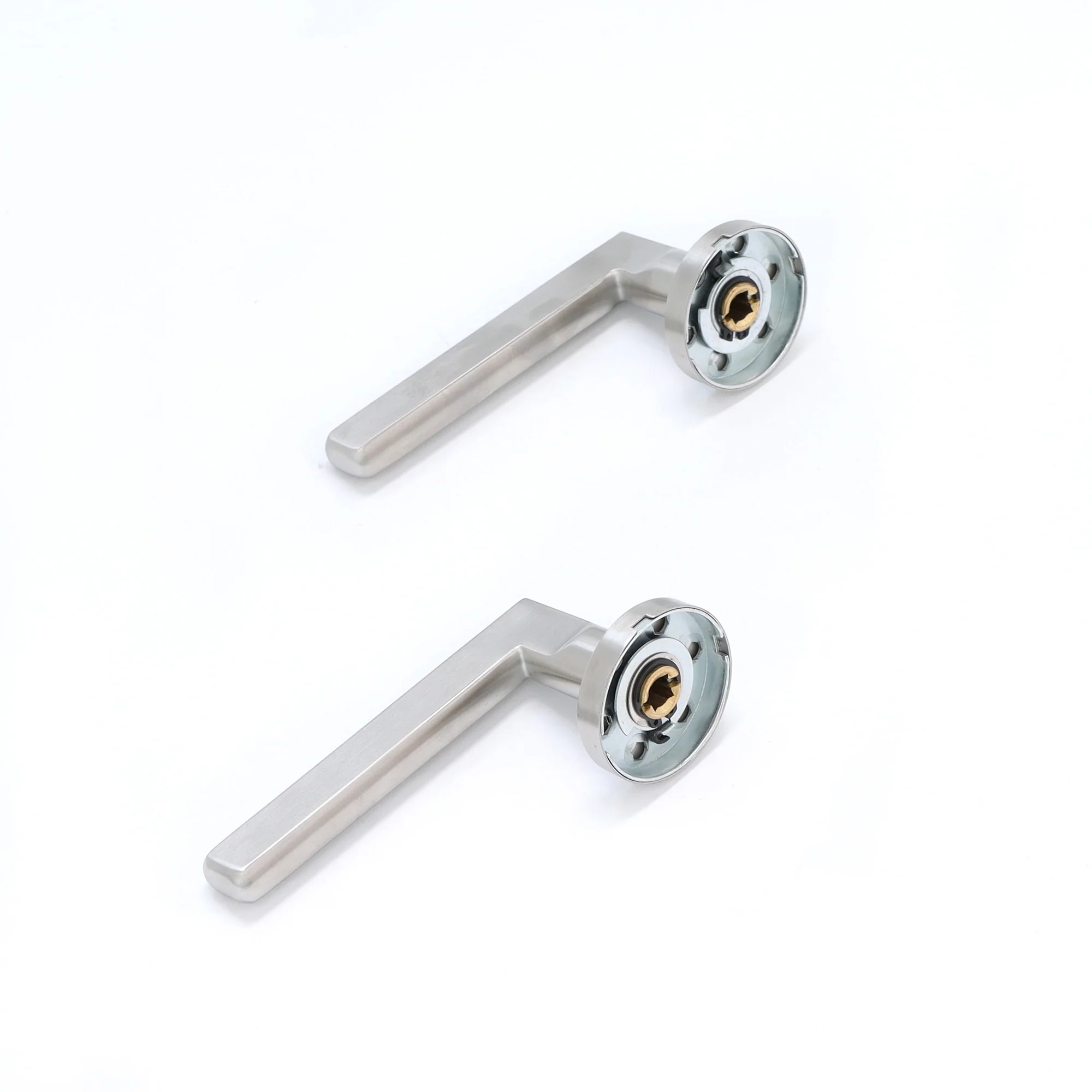 Superior Luna Lever on Round Rose Bathroom Handle Set - Satin Stainless Steel (123500) - Image 2