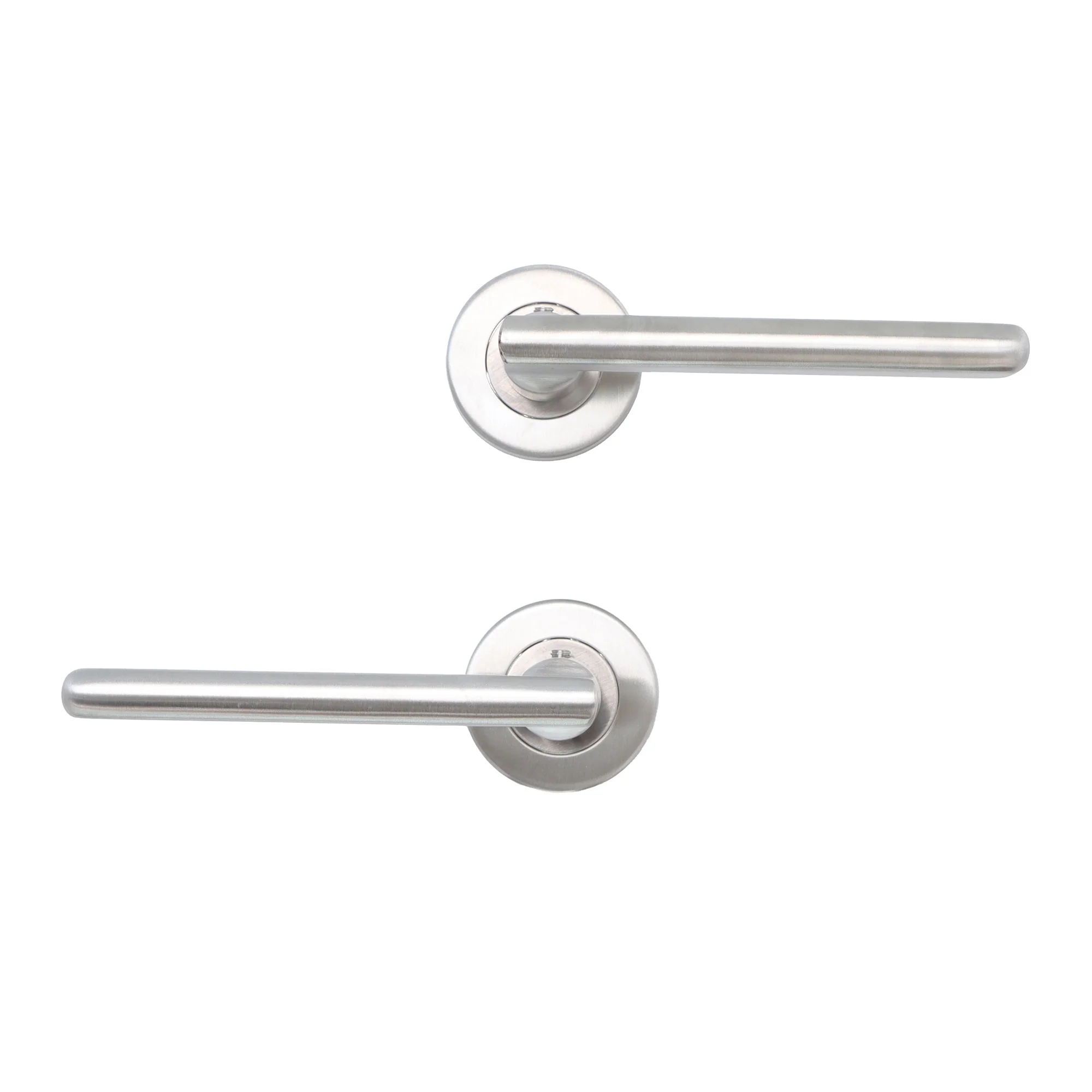Superior Luna Lever on Round Rose Bathroom Handle Set - Satin Stainless Steel (123500) - Image 3