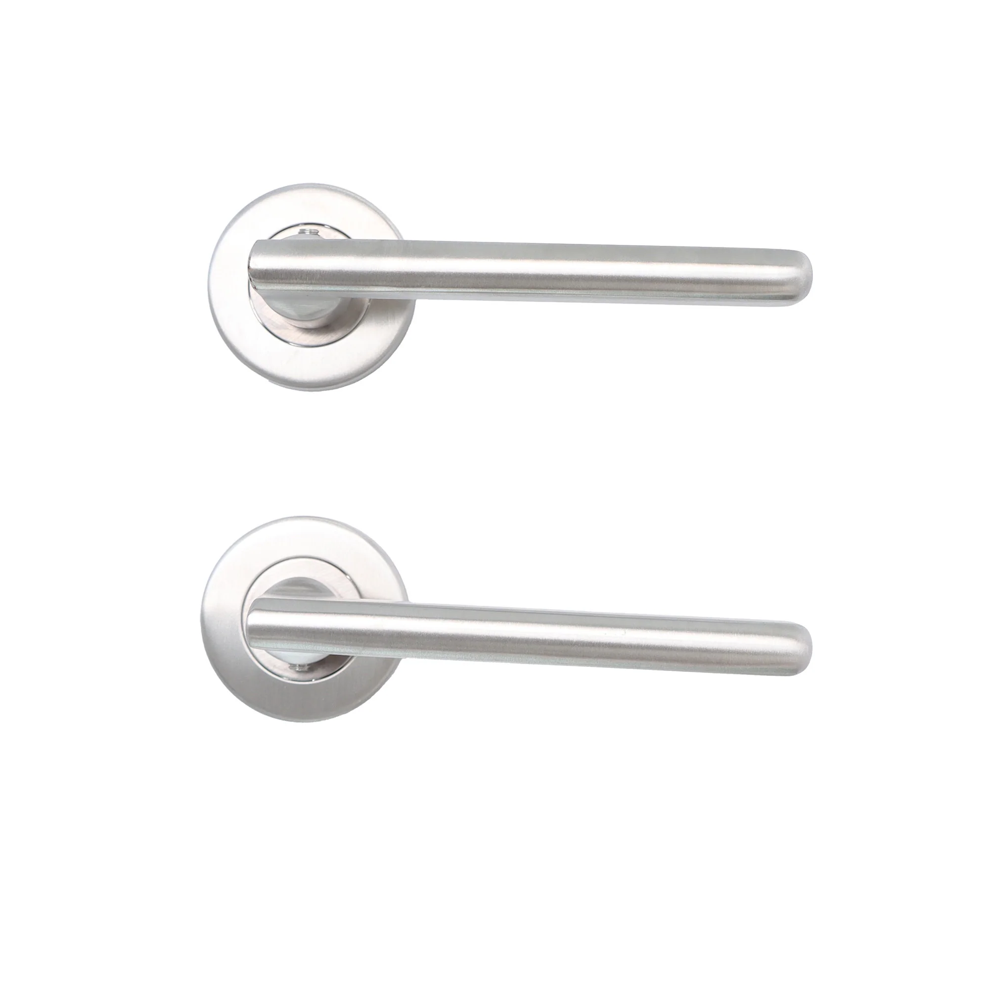 Superior Luna Lever on Round Rose Bathroom Handle Set - Satin Stainless Steel (123500) - Image 4