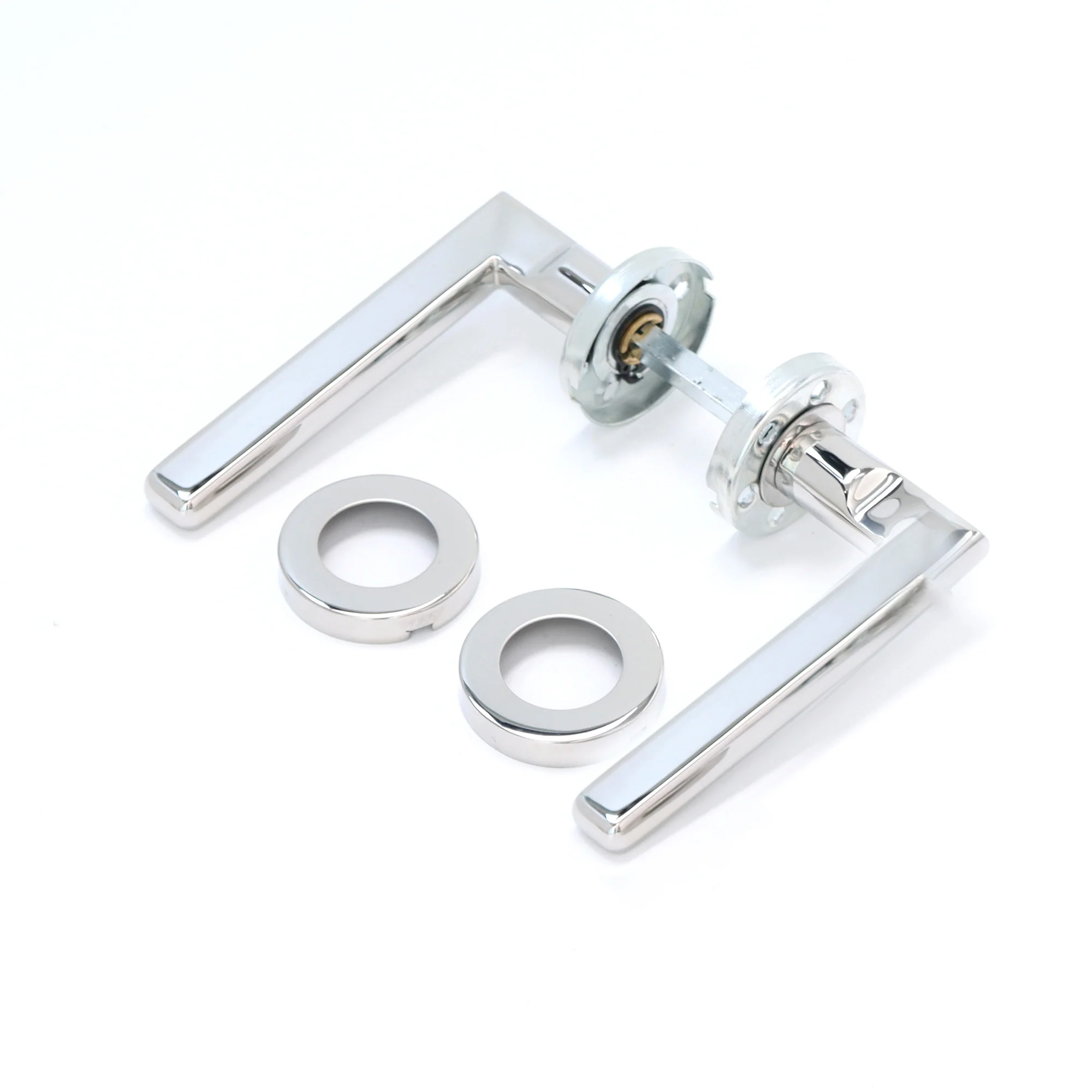 Superior Luna Lever on Round Rose Handle Set - Polished Stainless Steel (123472) - Image 4