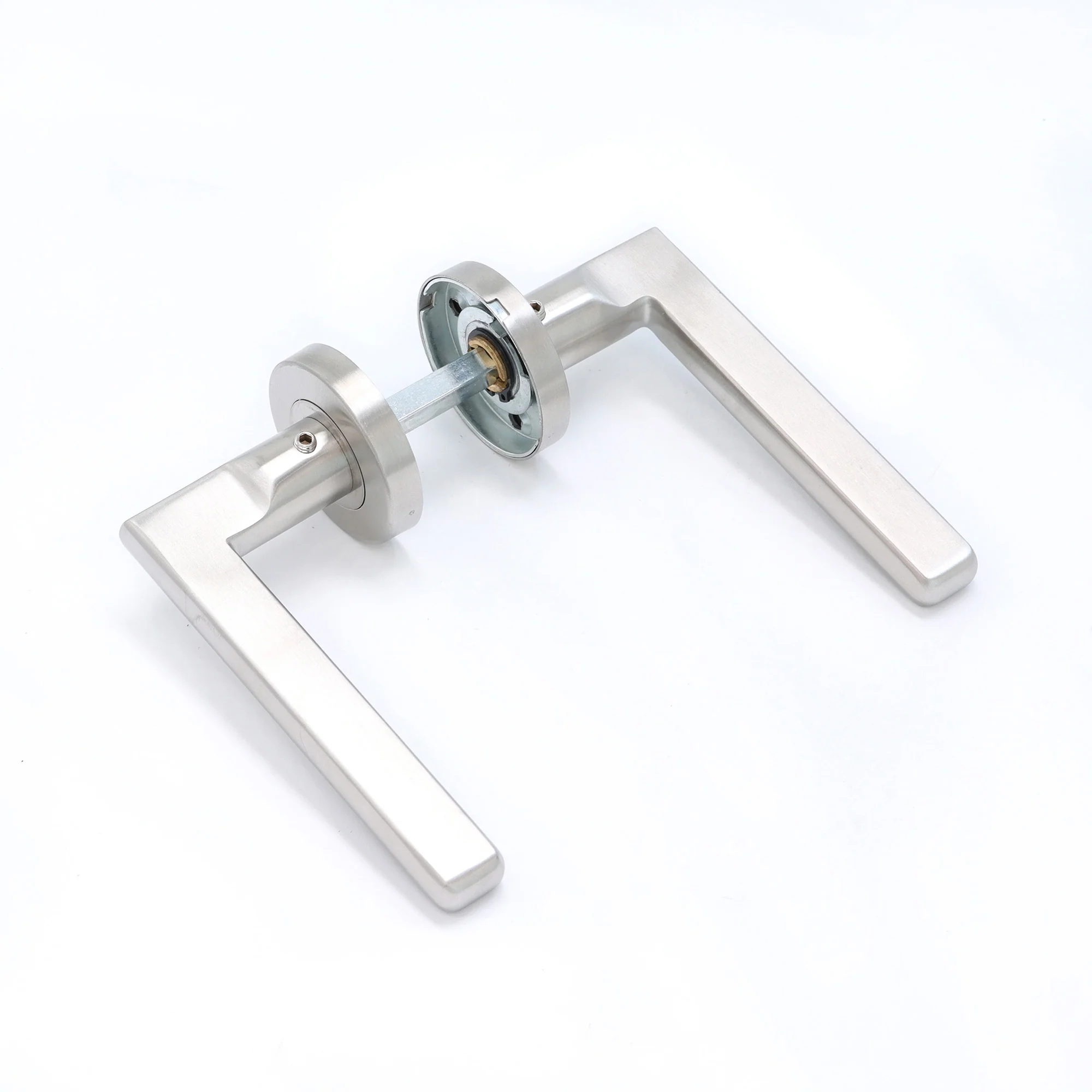 Superior Luna Lever on Round Rose Handle Set - Satin Stainless Steel (123471)