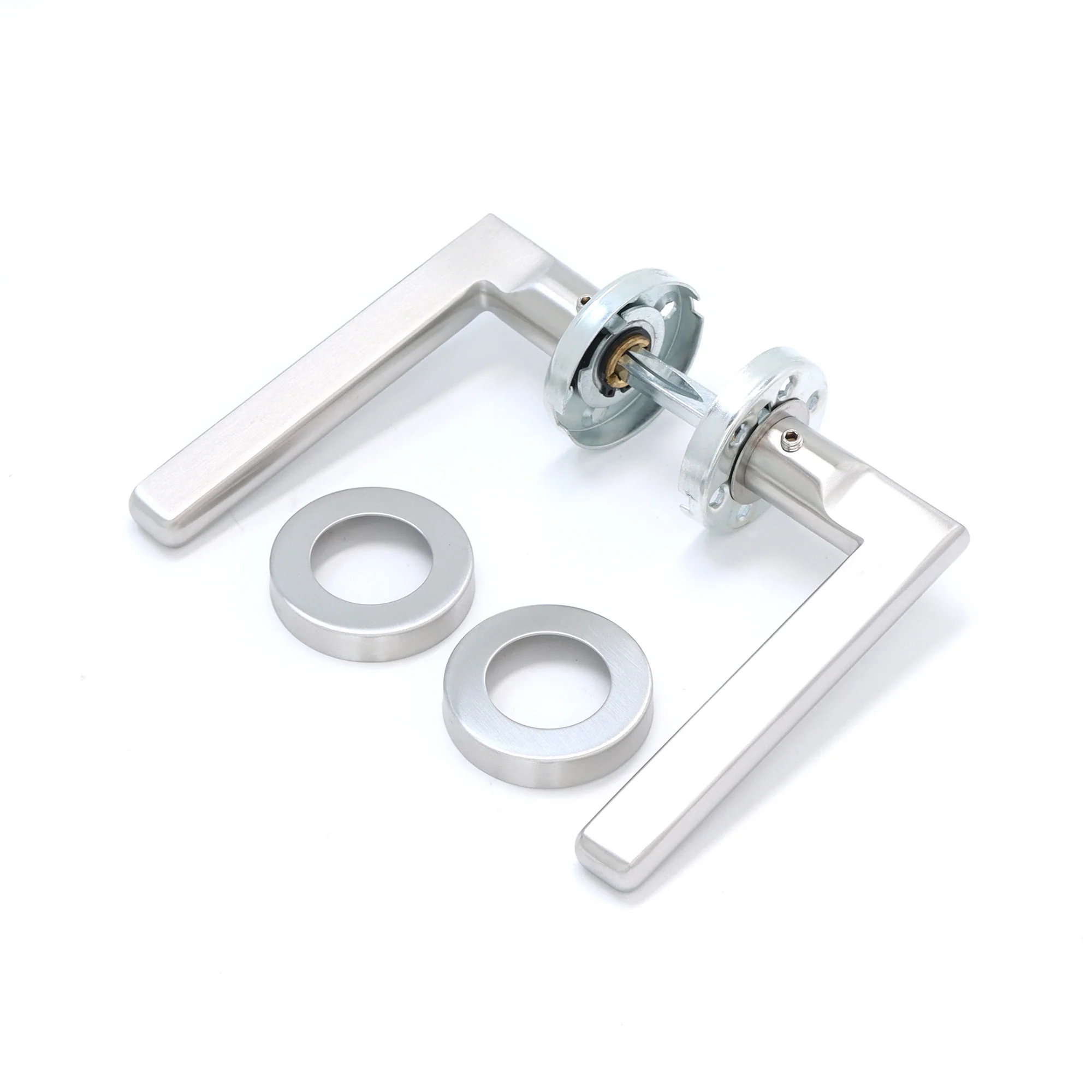 Superior Luna Lever on Round Rose Handle Set - Satin Stainless Steel (123471) - Image 3