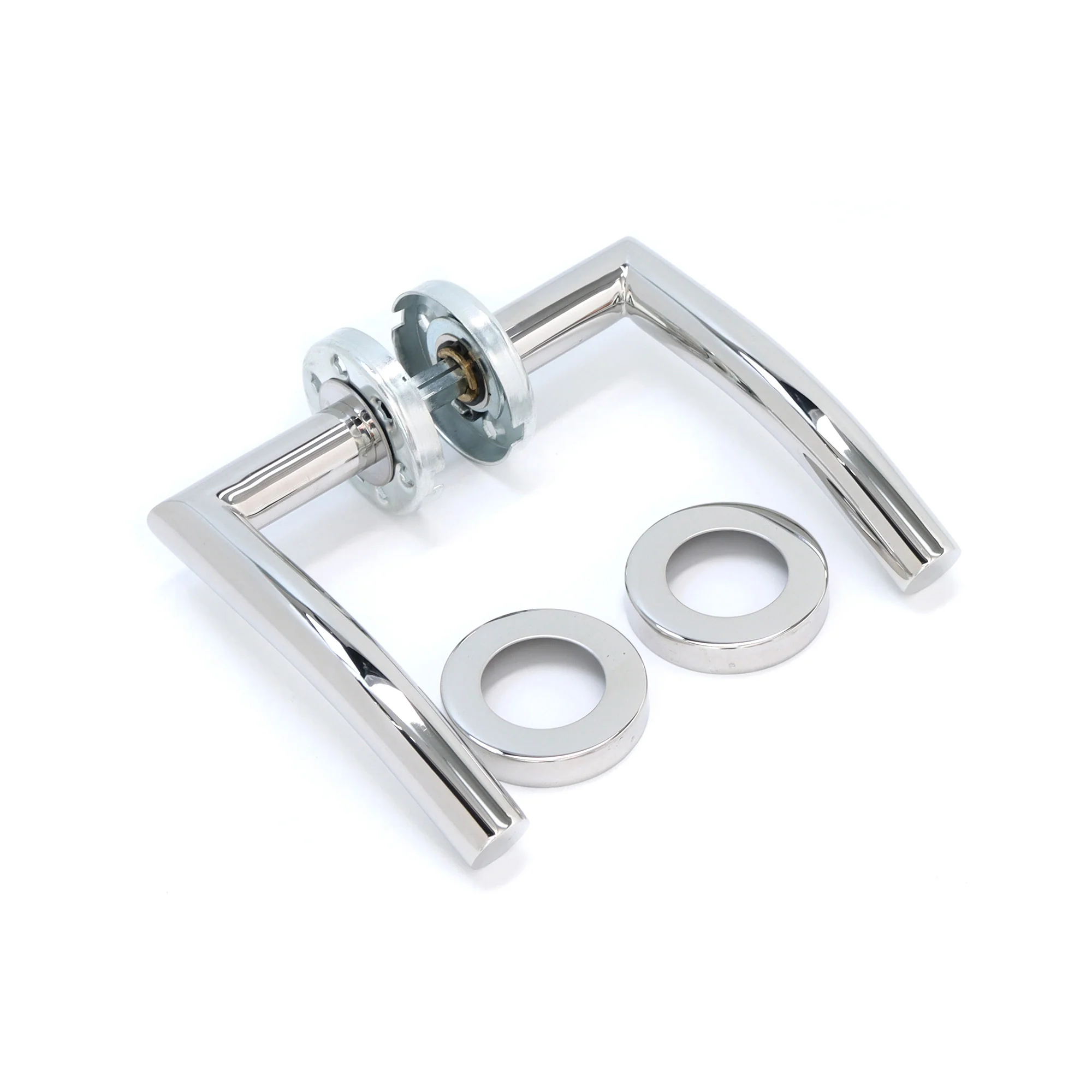 Superior Miranda Lever on Round Rose Handle Set - Polished Stainless Steel (123497) - Image 2
