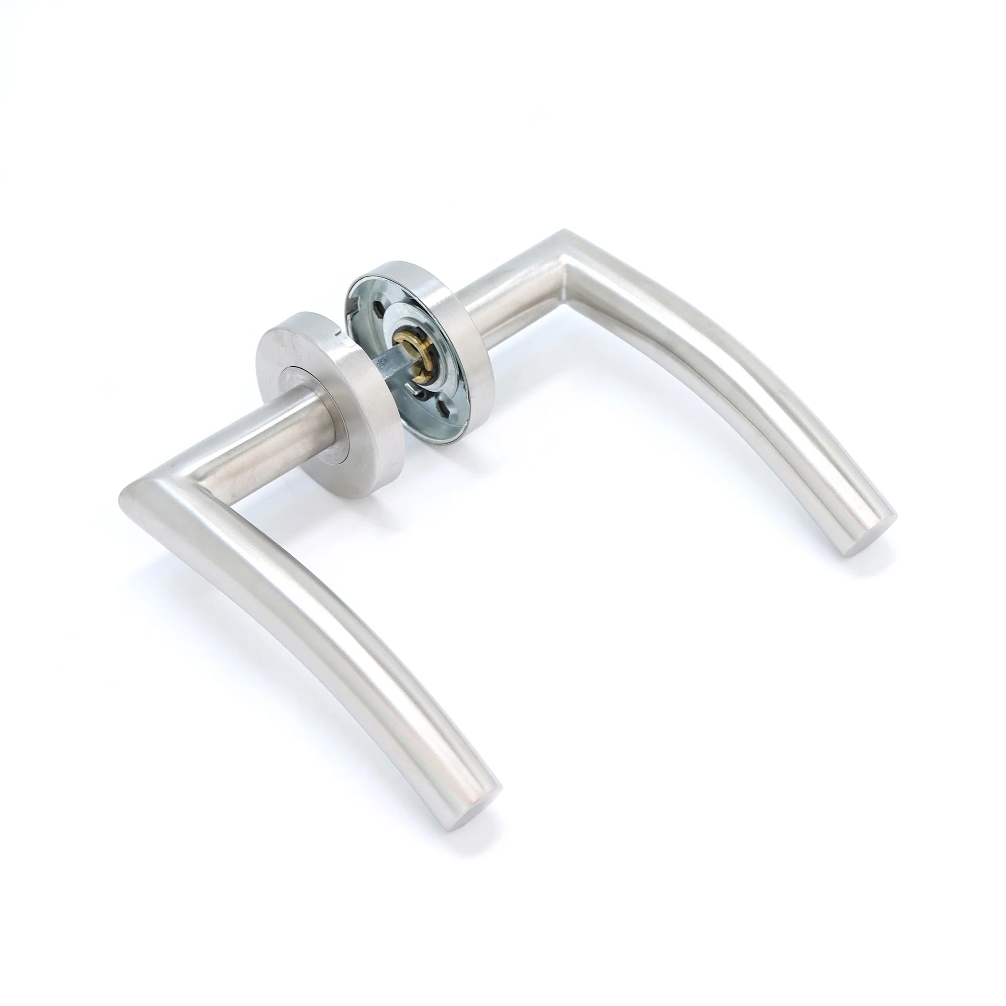 Superior Miranda Lever on Round Rose Handle Set - Satin Stainless Steel (123496) - Image 2