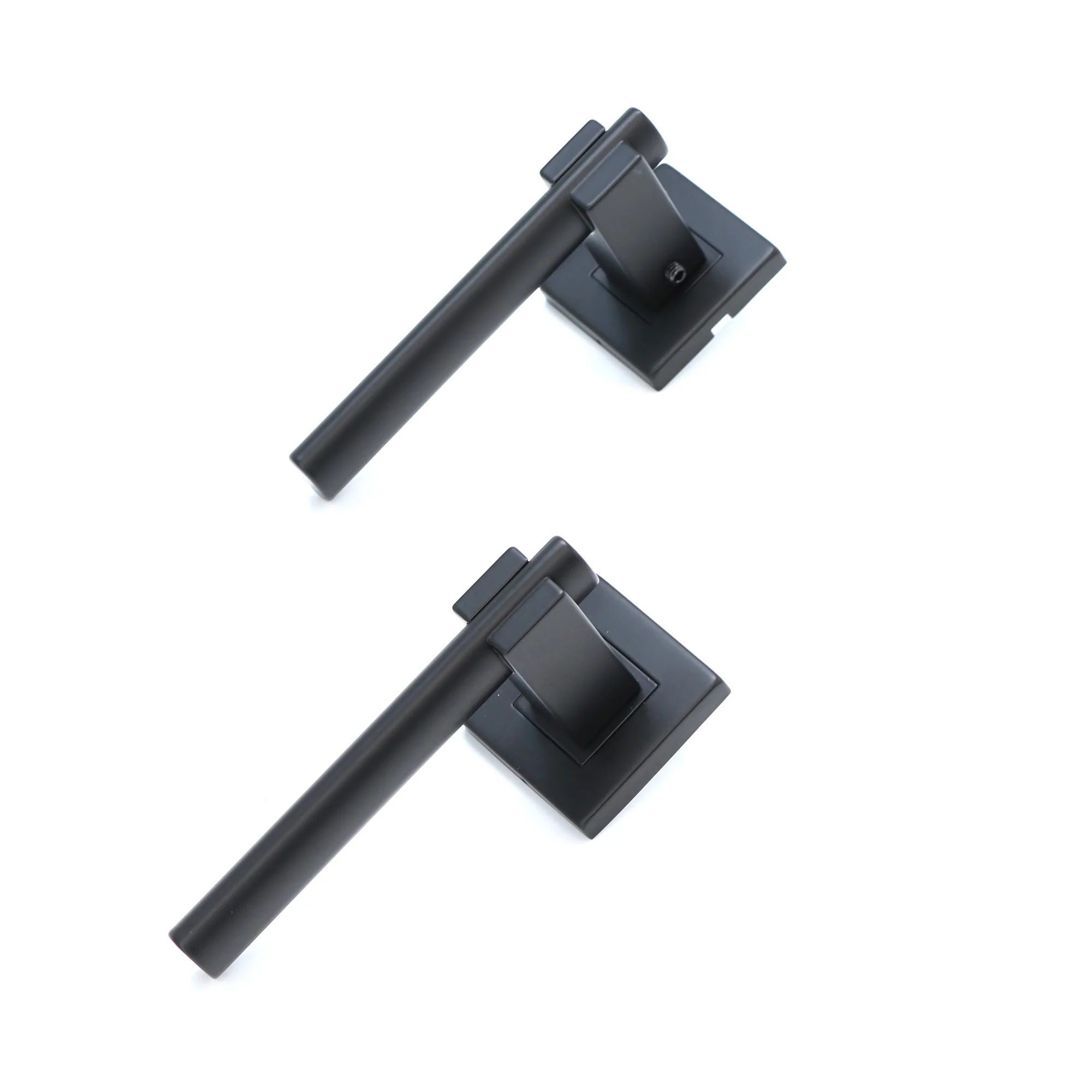 Superior Phobos Lever on Square Rose Bathroom Handle Set - Matt Black (123521) - Image 2