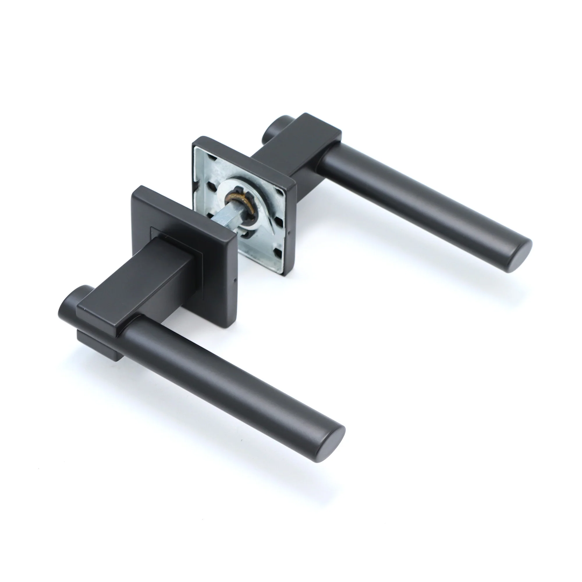 Superior Phobos Lever on Square Rose Bathroom Handle Set - Matt Black (123521) - Image 3