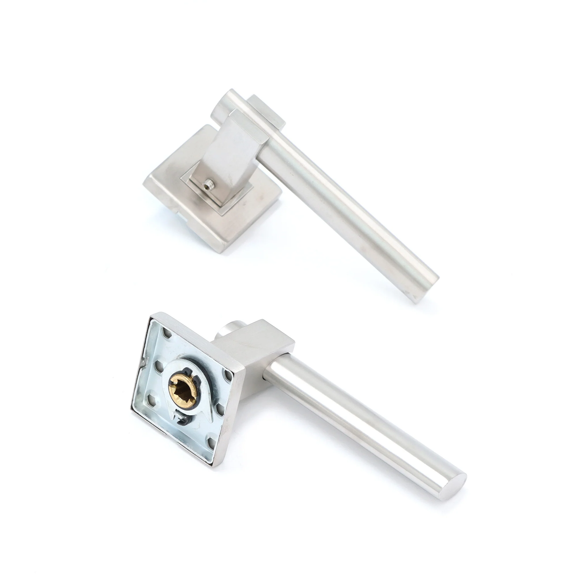 Superior Phobos Lever on Square Rose Bathroom Handle Set - Satin Stainless Steel (123519) - Image 4