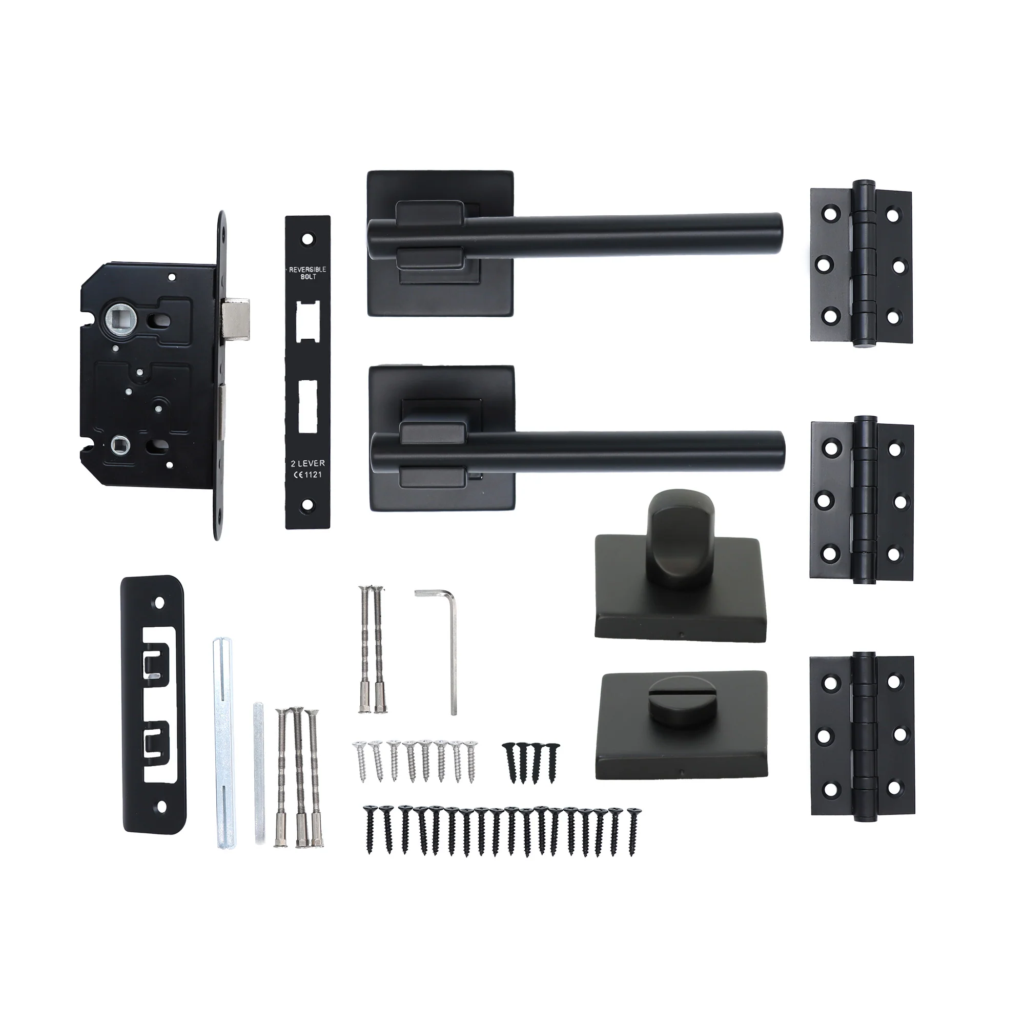 Superior Proxima Lever on Round Rose Bathroom Handle Set - Matt Black (123524)