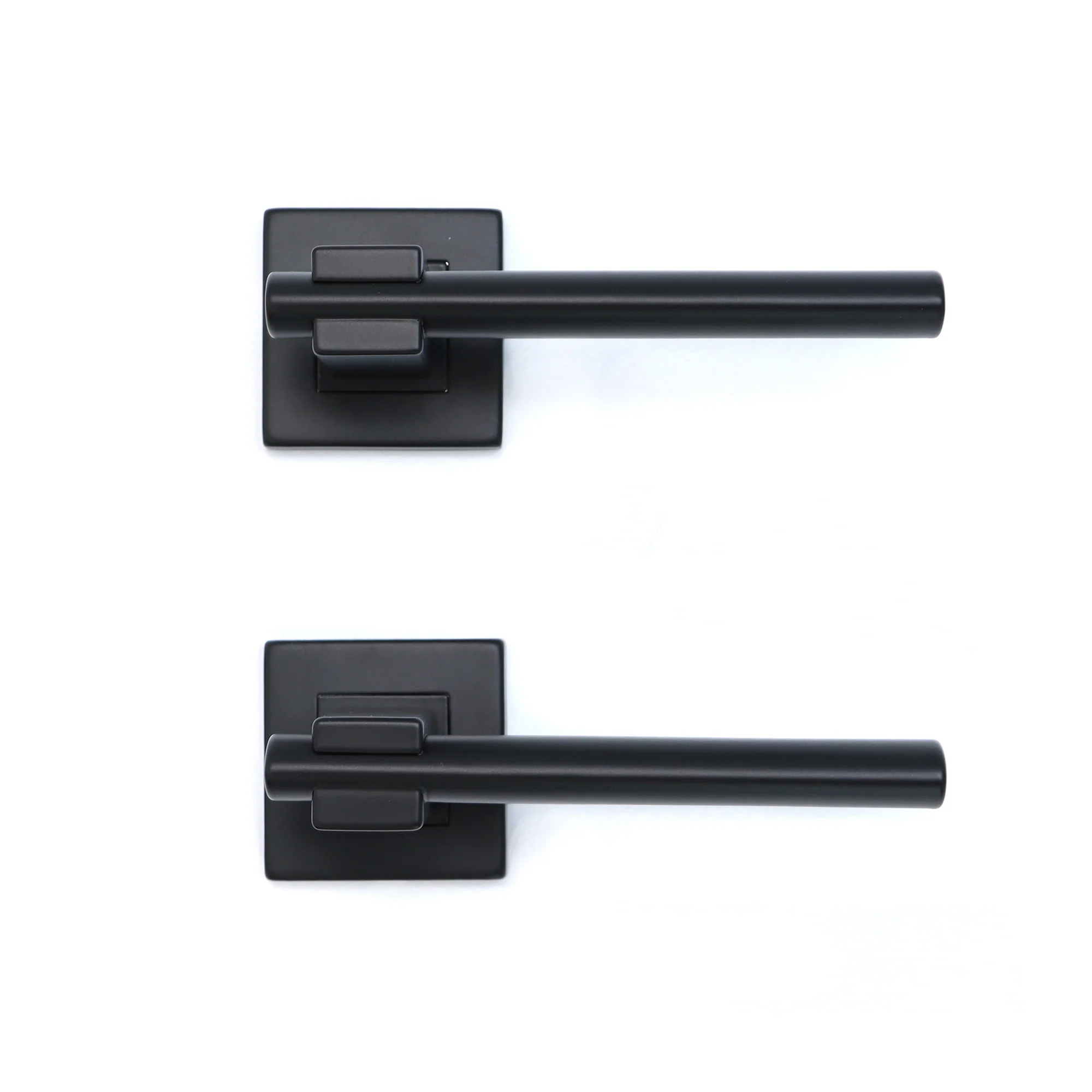 Superior Proxima Lever on Round Rose Bathroom Handle Set - Matt Black (123524) - Image 2