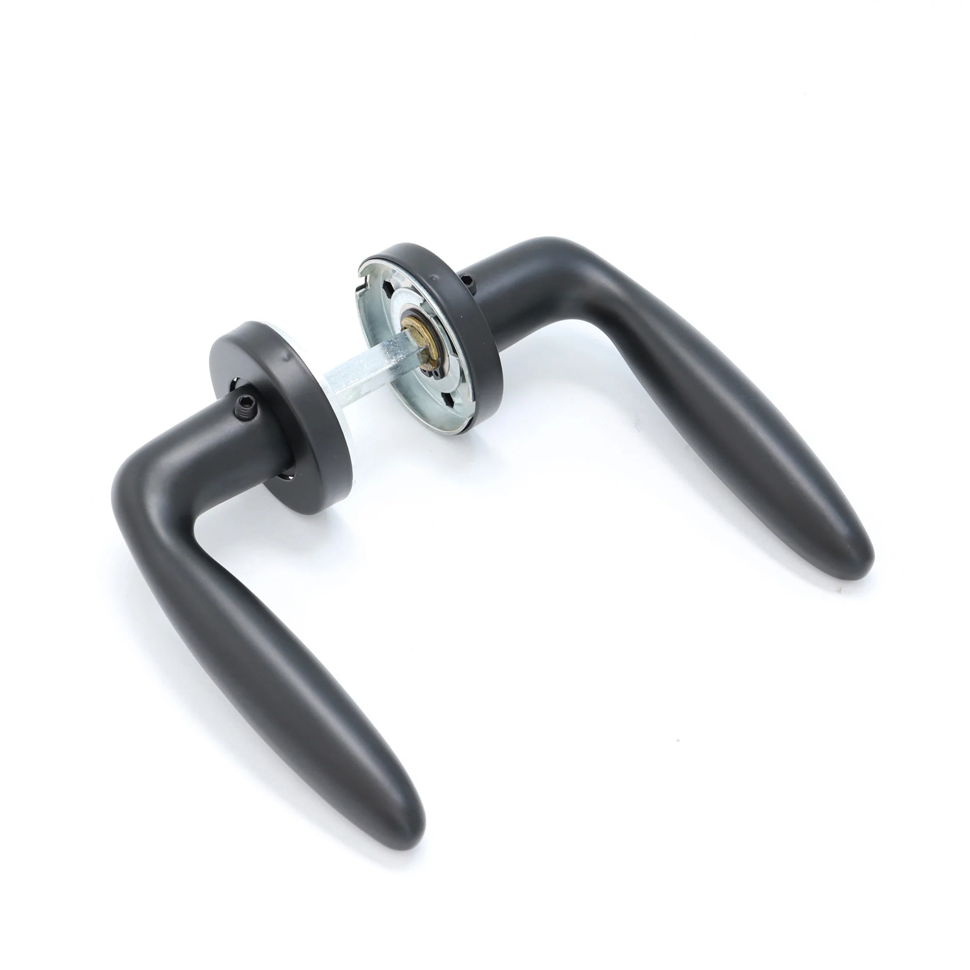 Superior Sirius Lever on Round Rose Bathroom Handle Set - Matt Black (123514) - Image 2