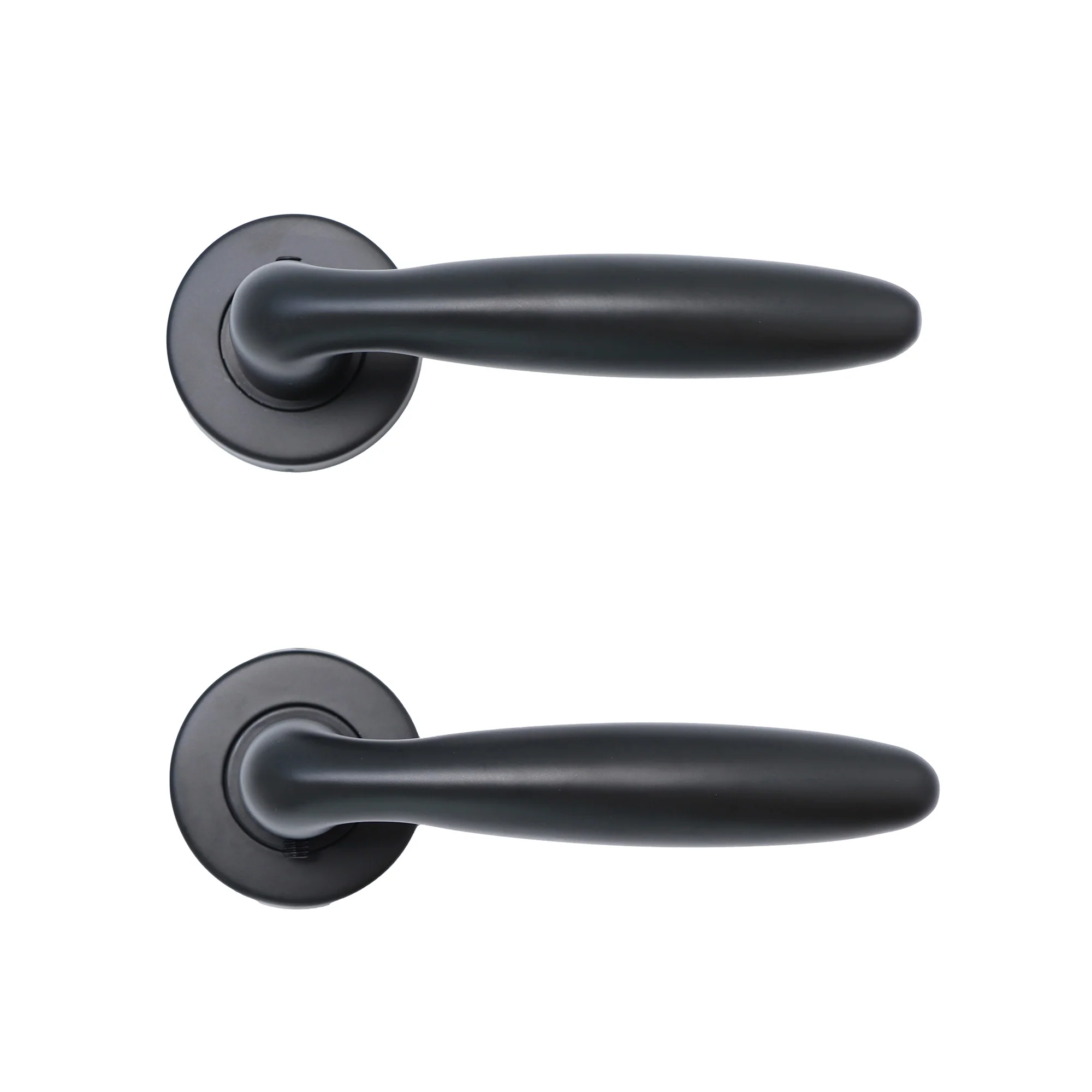 Superior Sirius Lever on Round Rose Bathroom Handle Set - Matt Black (123514) - Image 3
