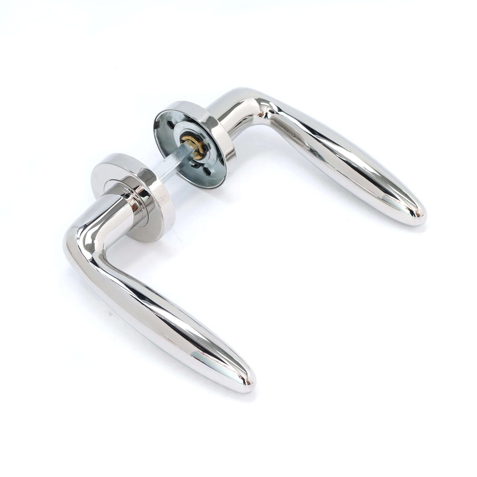 Superior Sirius Lever on Round Rose Bathroom Handle Set - Polished Stainless Steel (123512) - Image 2