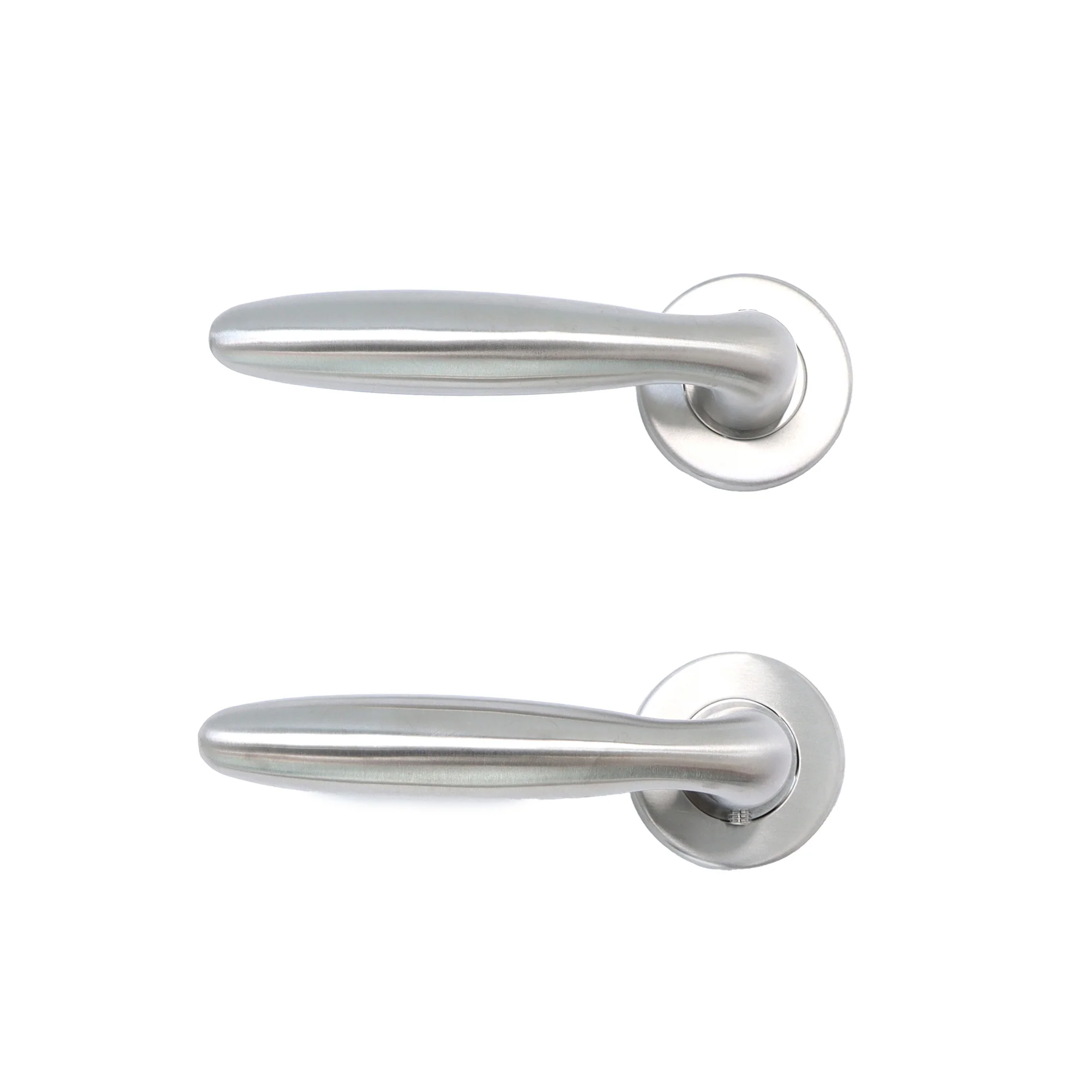 Superior Sirius Lever on Round Rose Bathroom Handle Set - Satin Stainless Steel (123511) - Image 3