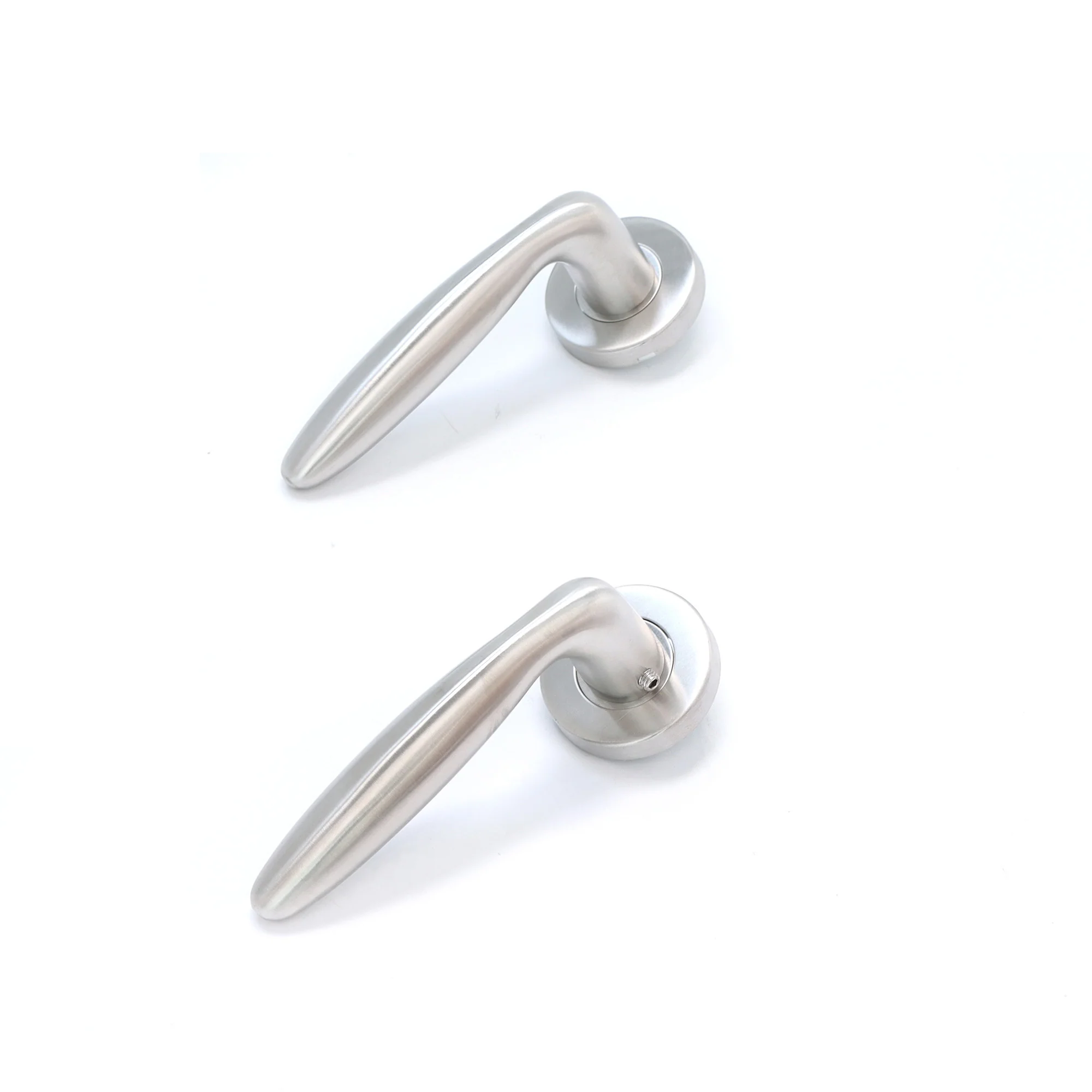 Superior Sirius Lever on Round Rose Bathroom Handle Set - Satin Stainless Steel (123511) - Image 4