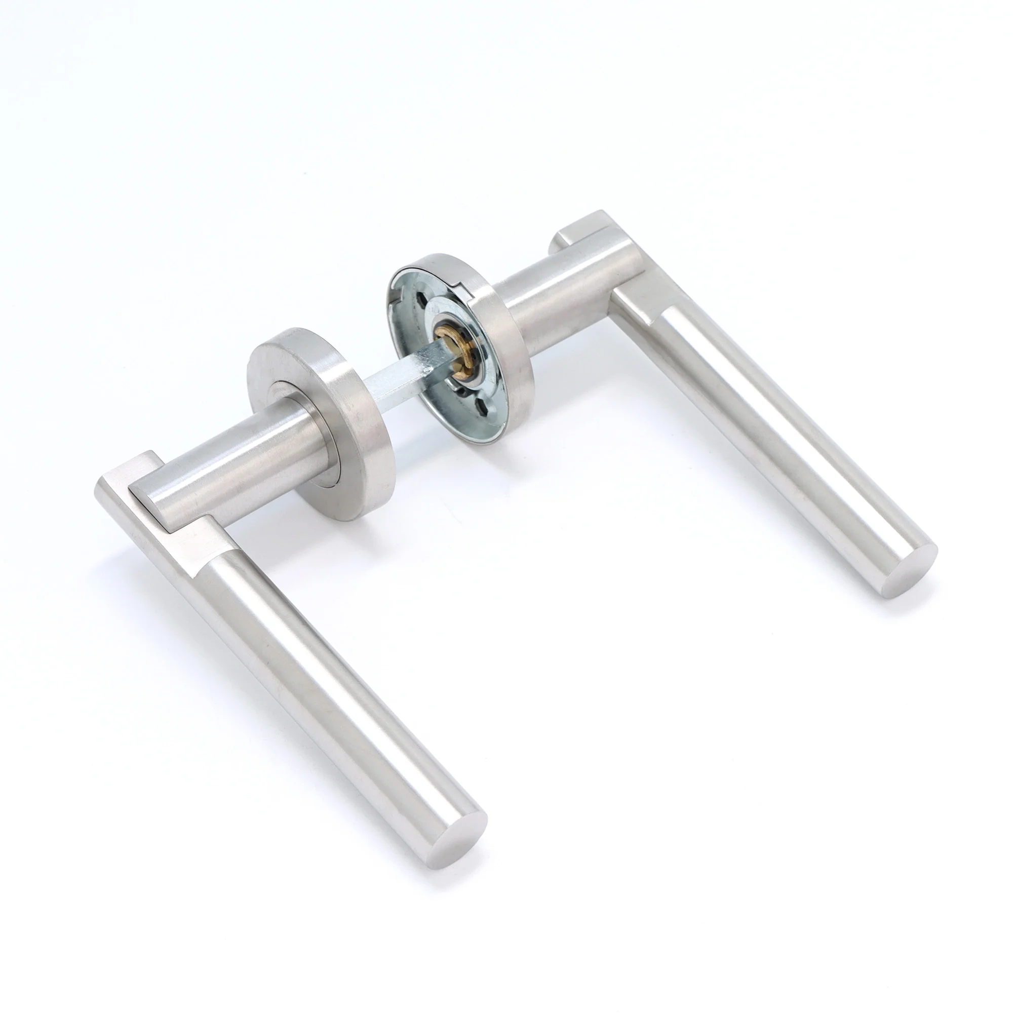 Superior Titan Lever on Round Rose Bathroom Handle Set - Satin Stainless Steel (123508) - Image 2