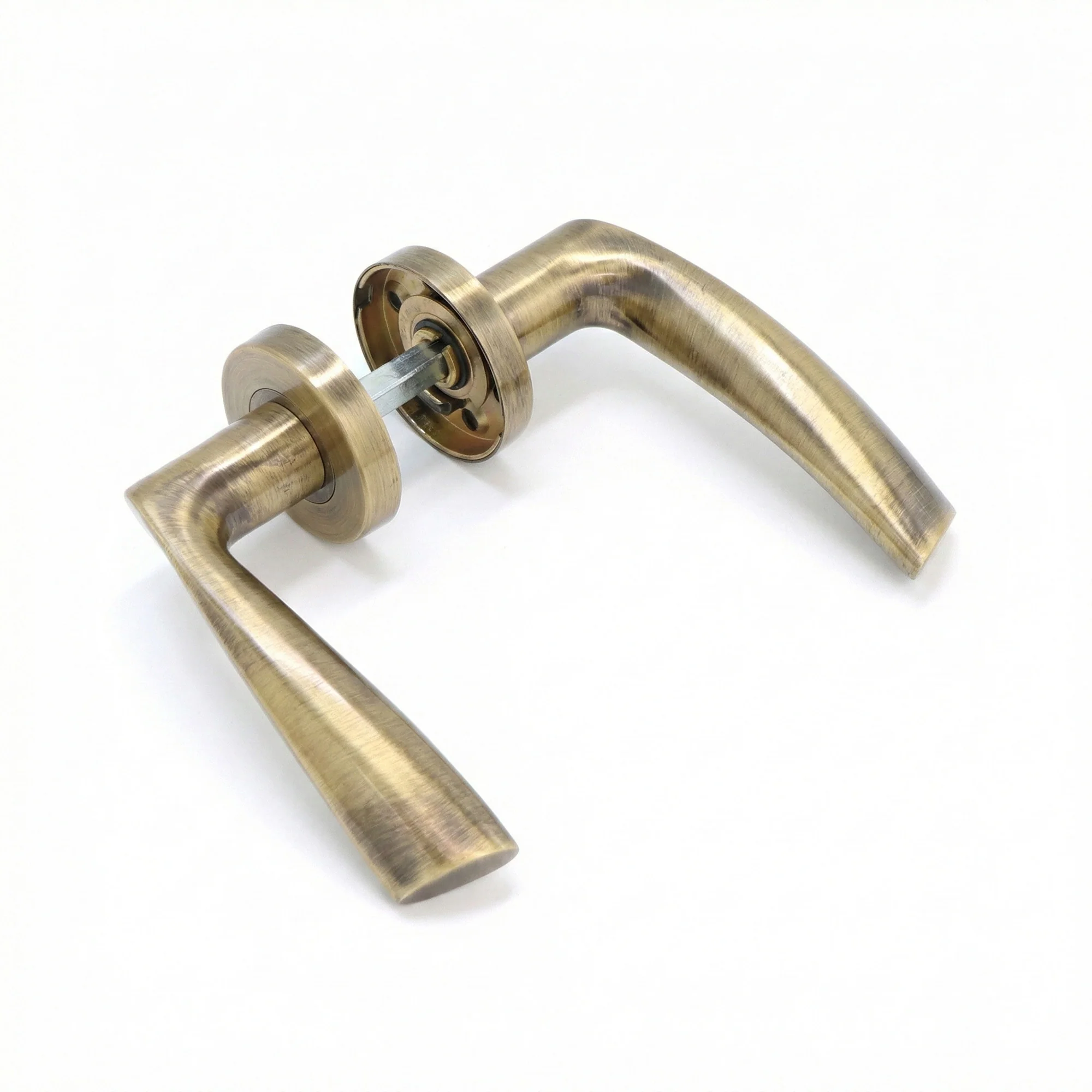 Superior Vega Lever on Round Rose Bathroom Handle Set - Antique Brass (123506) - Image 4