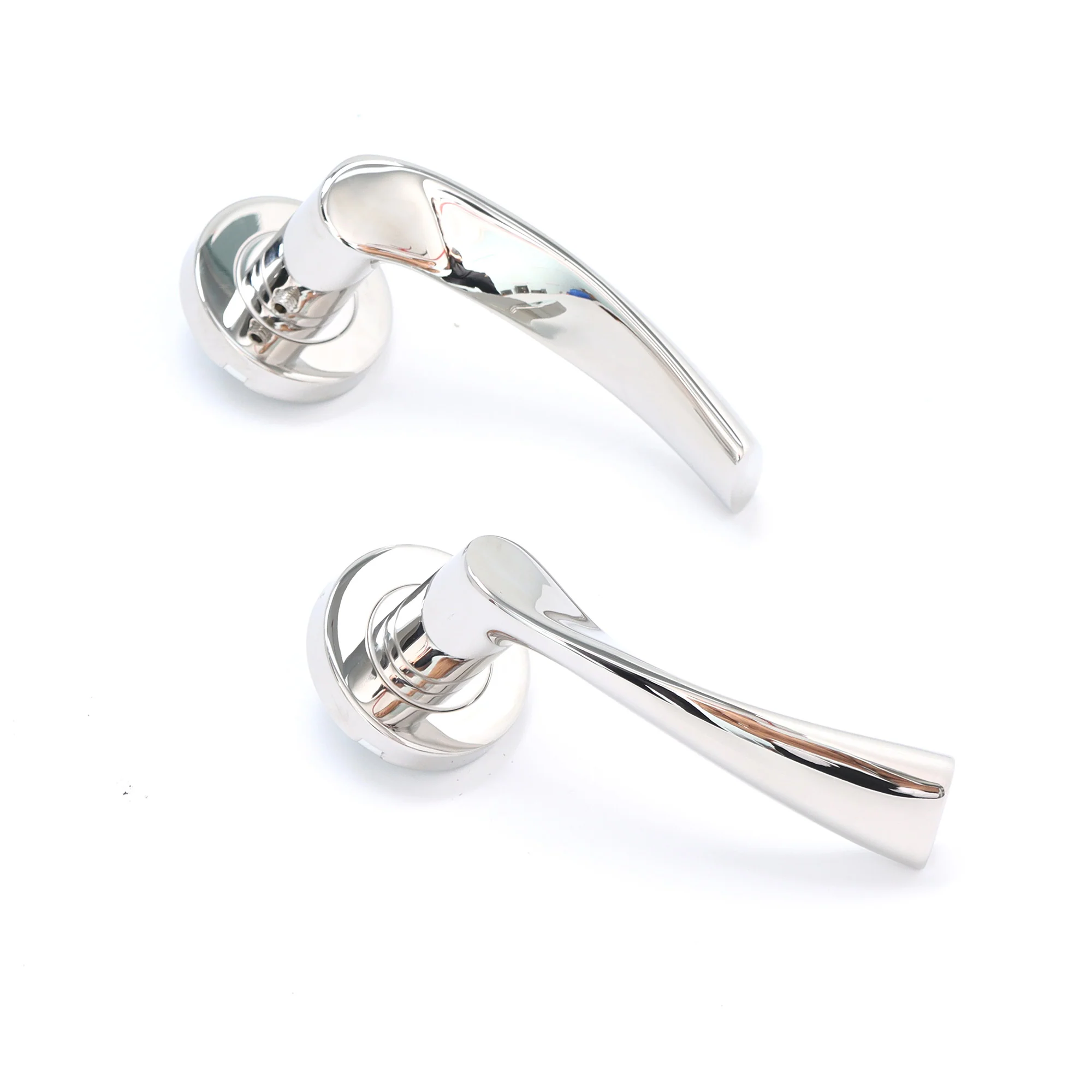 Superior Vega Lever on Round Rose Bathroom Handle Set - Polished Stainless Steel (123505) - Image 4