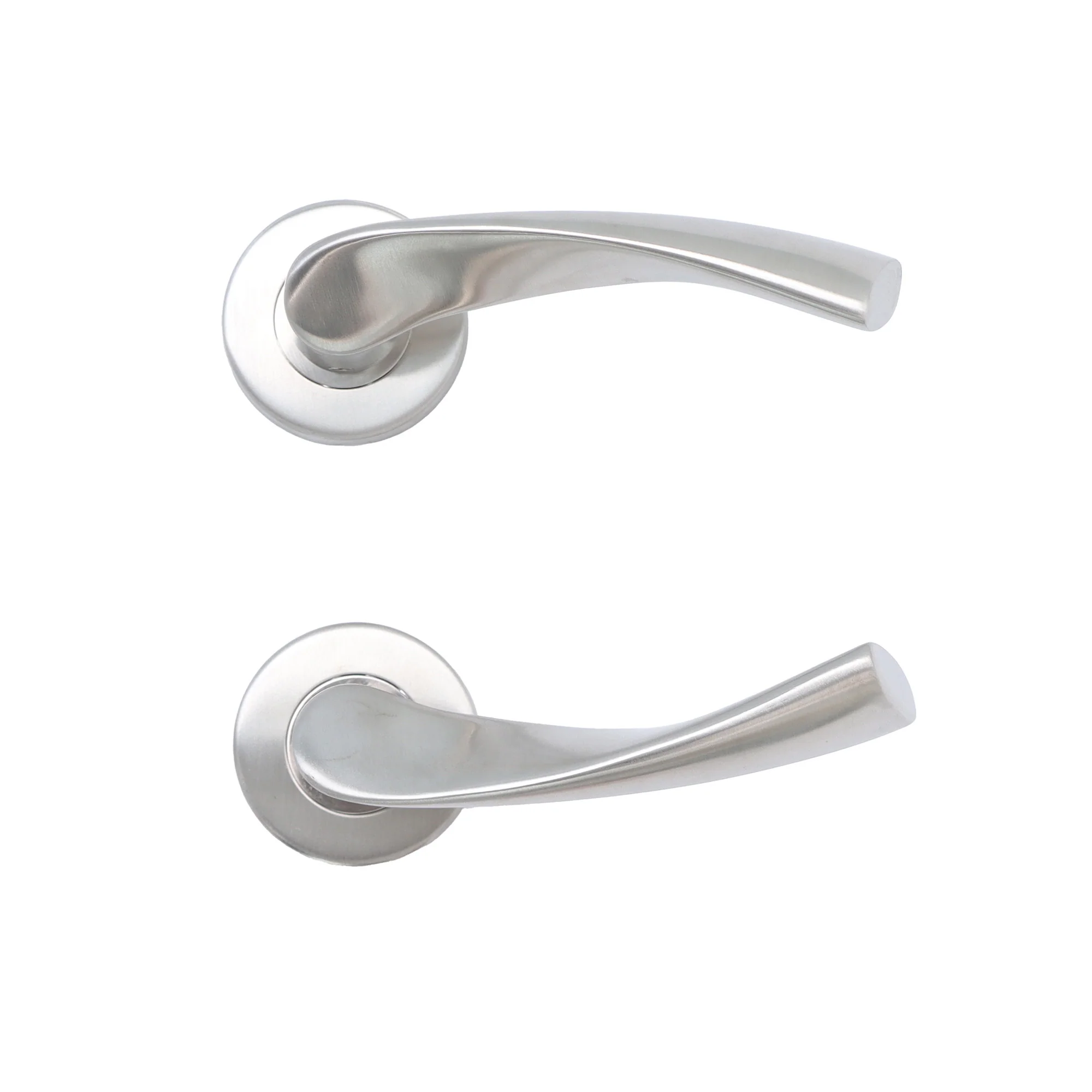 Superior Vega Lever on Round Rose Bathroom Handle Set - Satin Stainless Steel (123504) - Image 3