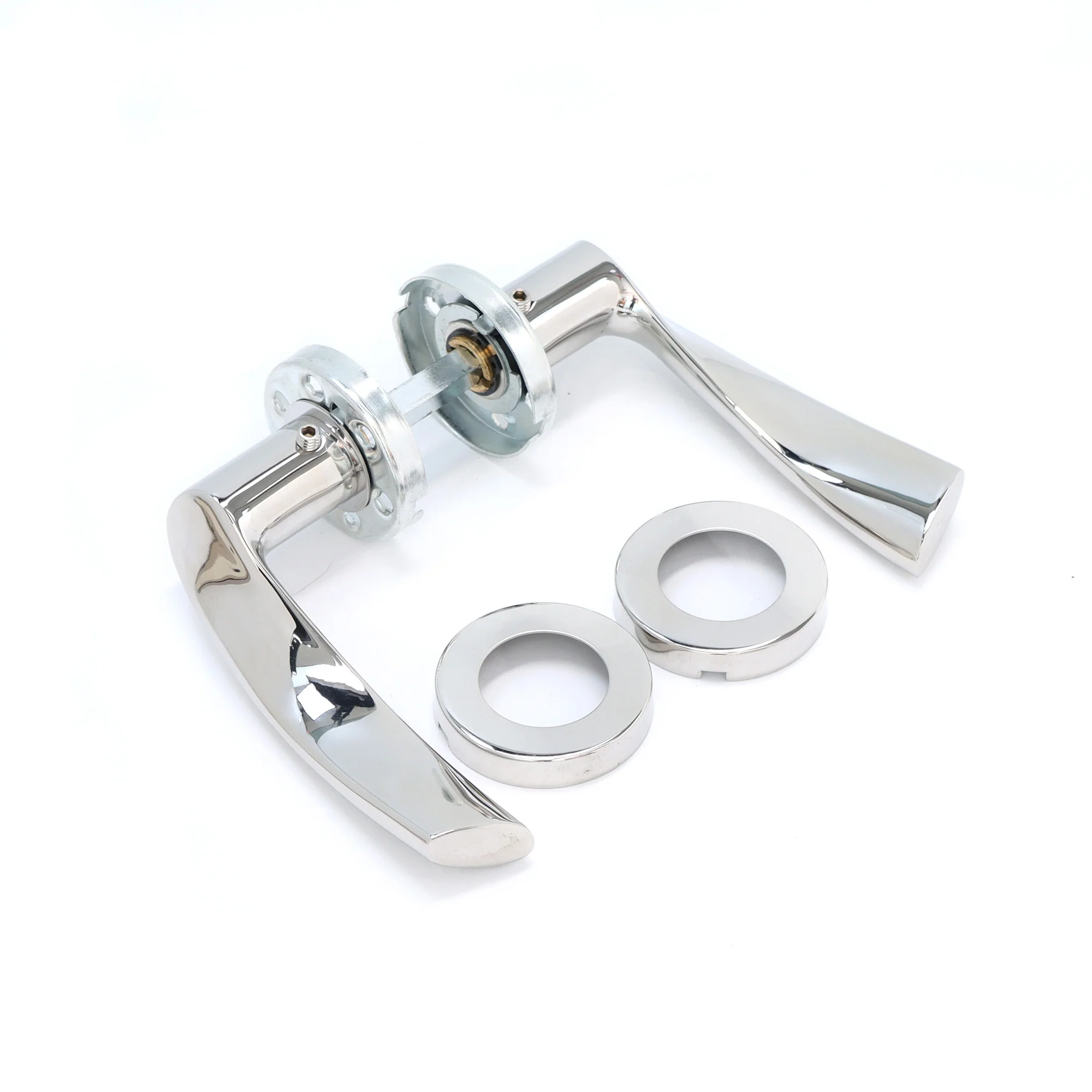 Superior Vega Lever on Round Rose Handle Set - Polished Stainless Steel (123476) - Image 2