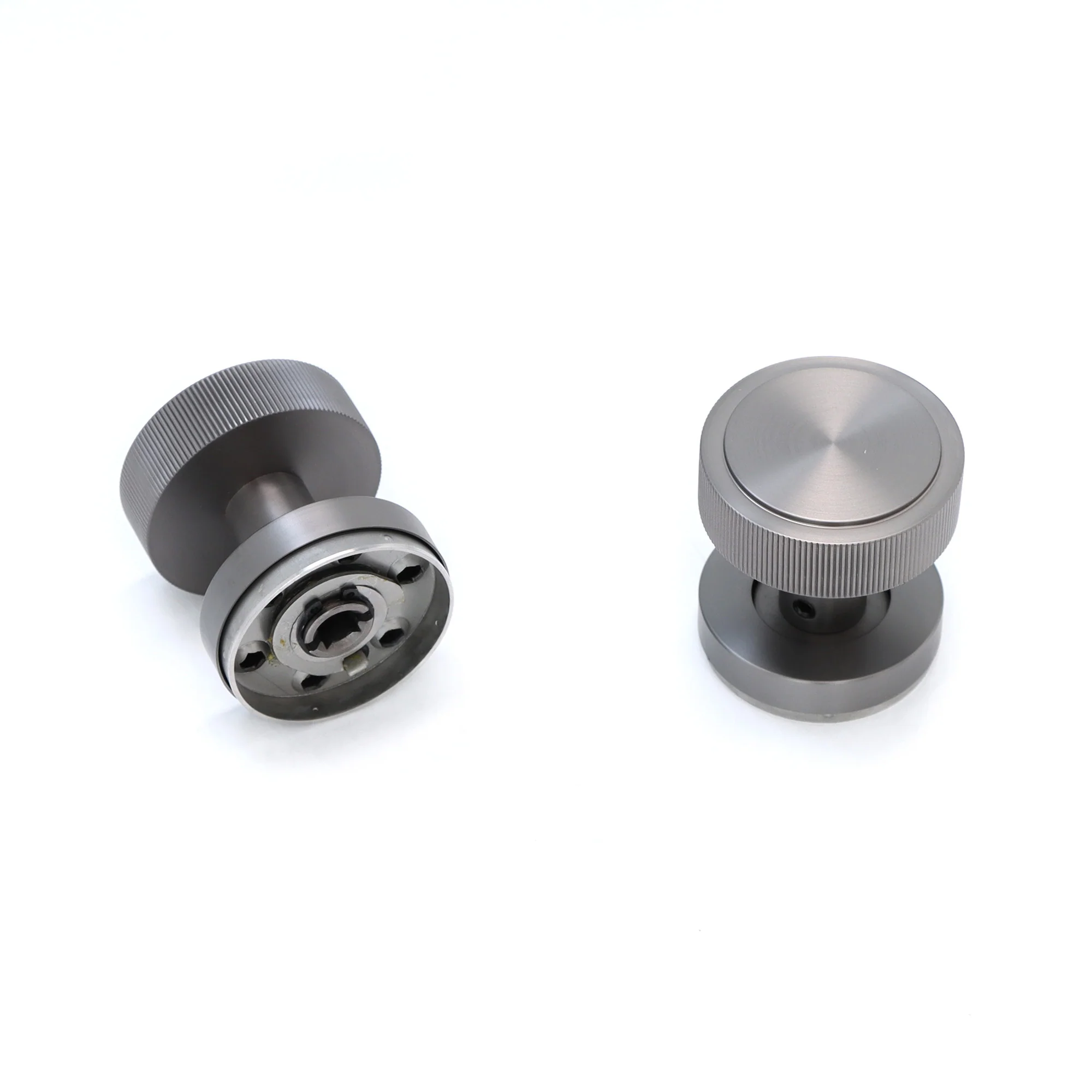 Fluted Round Rose Door Knob Set - Gun Metal (123405)