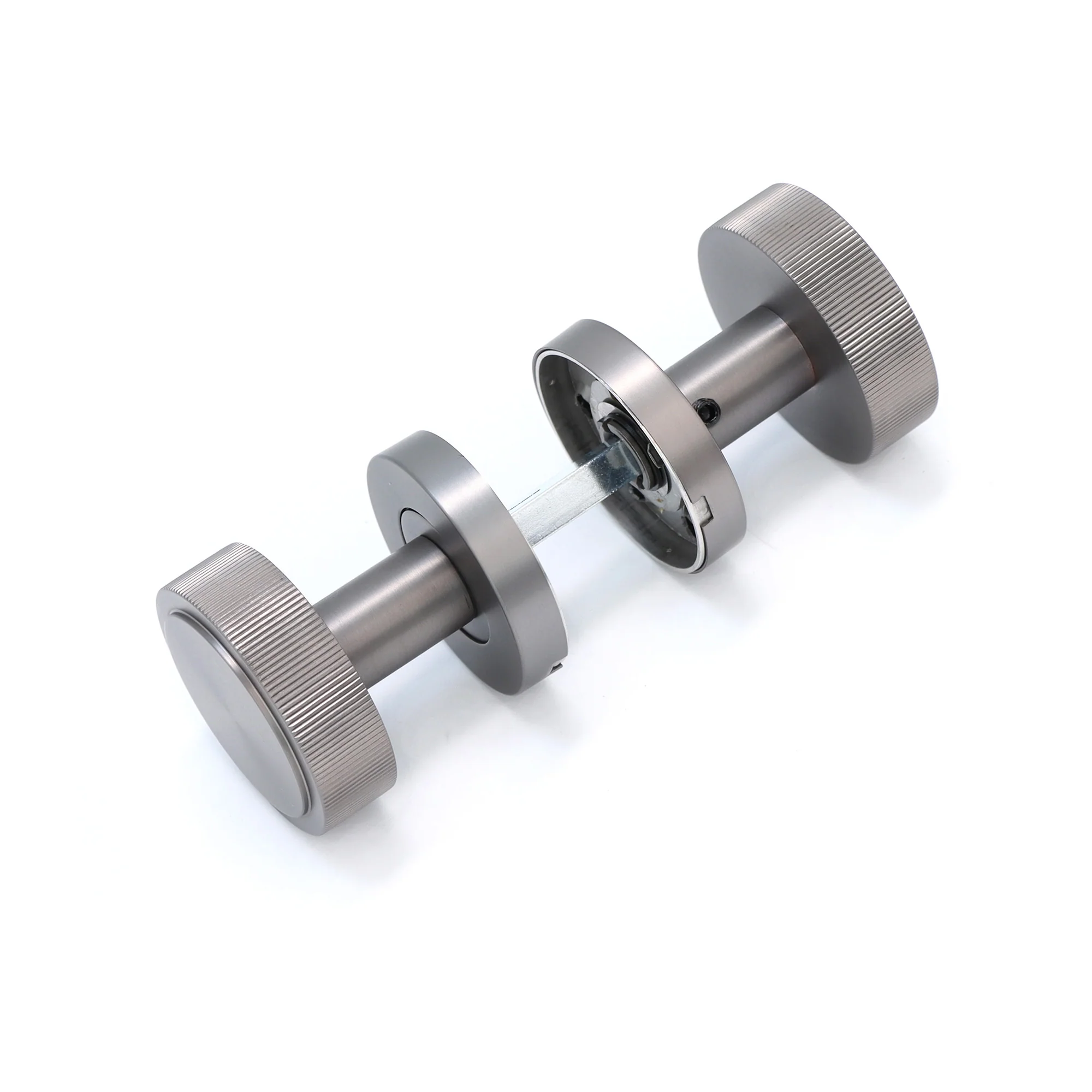 Fluted Round Rose Door Knob Set - Gun Metal (123405) - Image 4